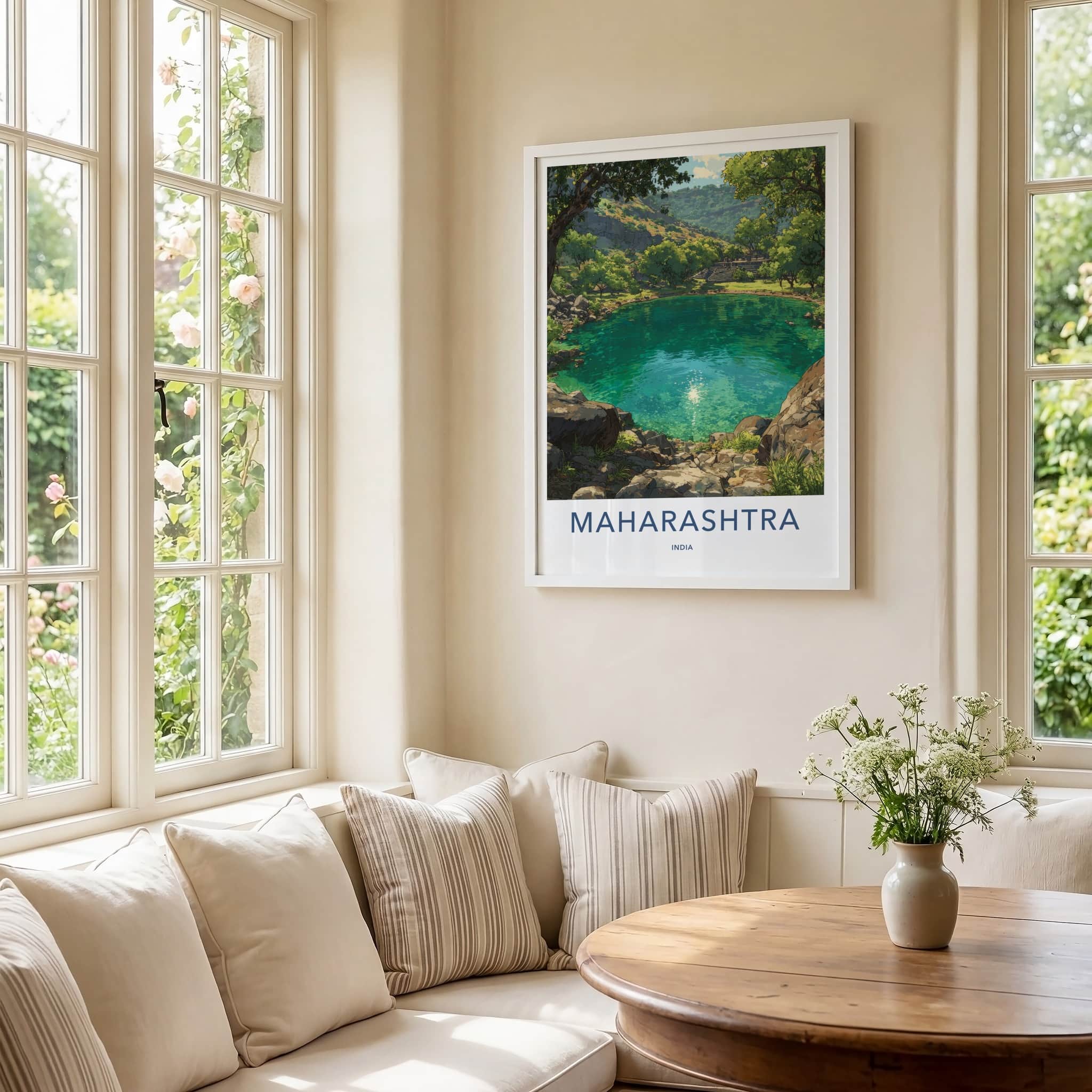 Maharashtra Poster - India Travel Print - Deccan Plateau Steps Framed Decor