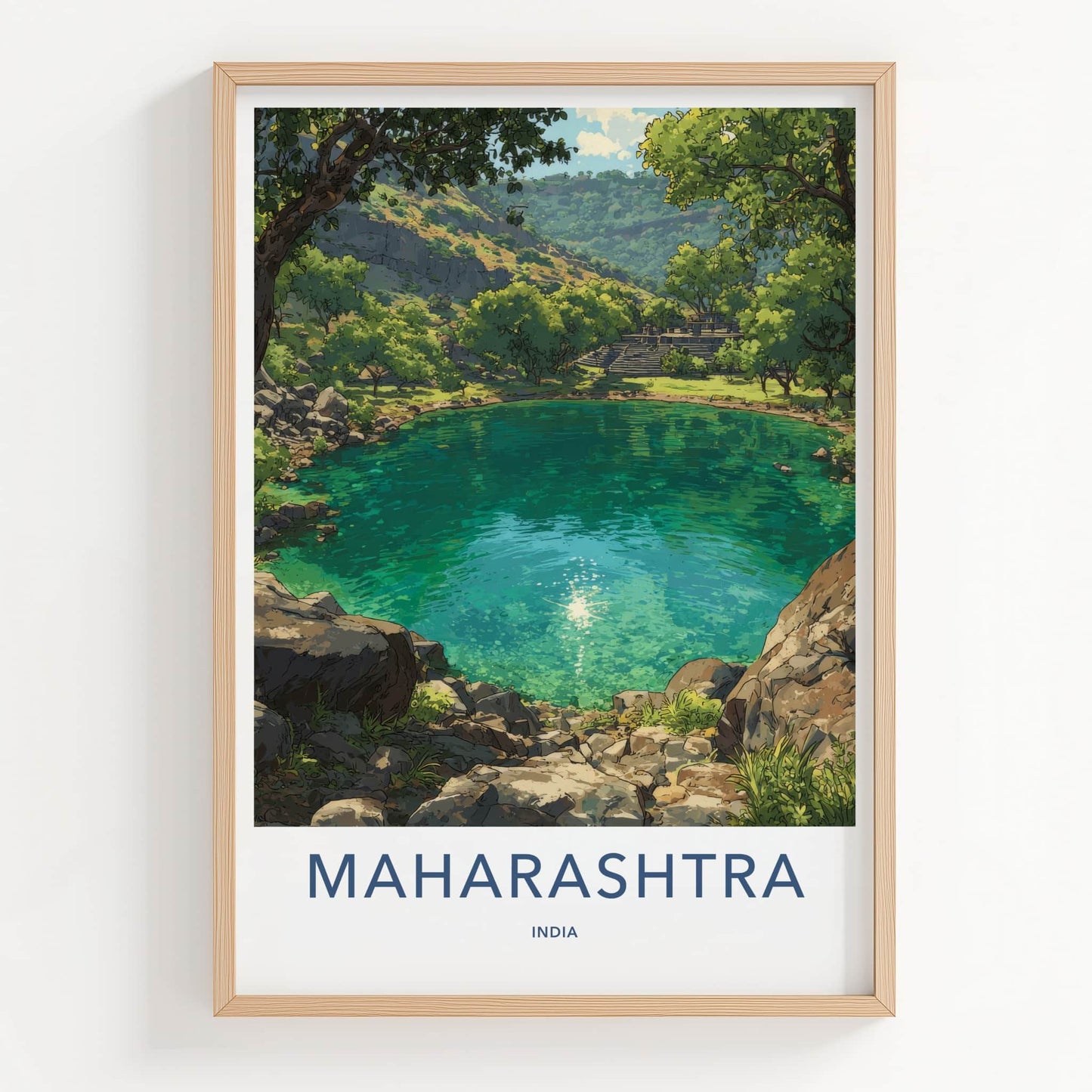 Maharashtra Poster - India Travel Print - Deccan Plateau Steps Framed Decor