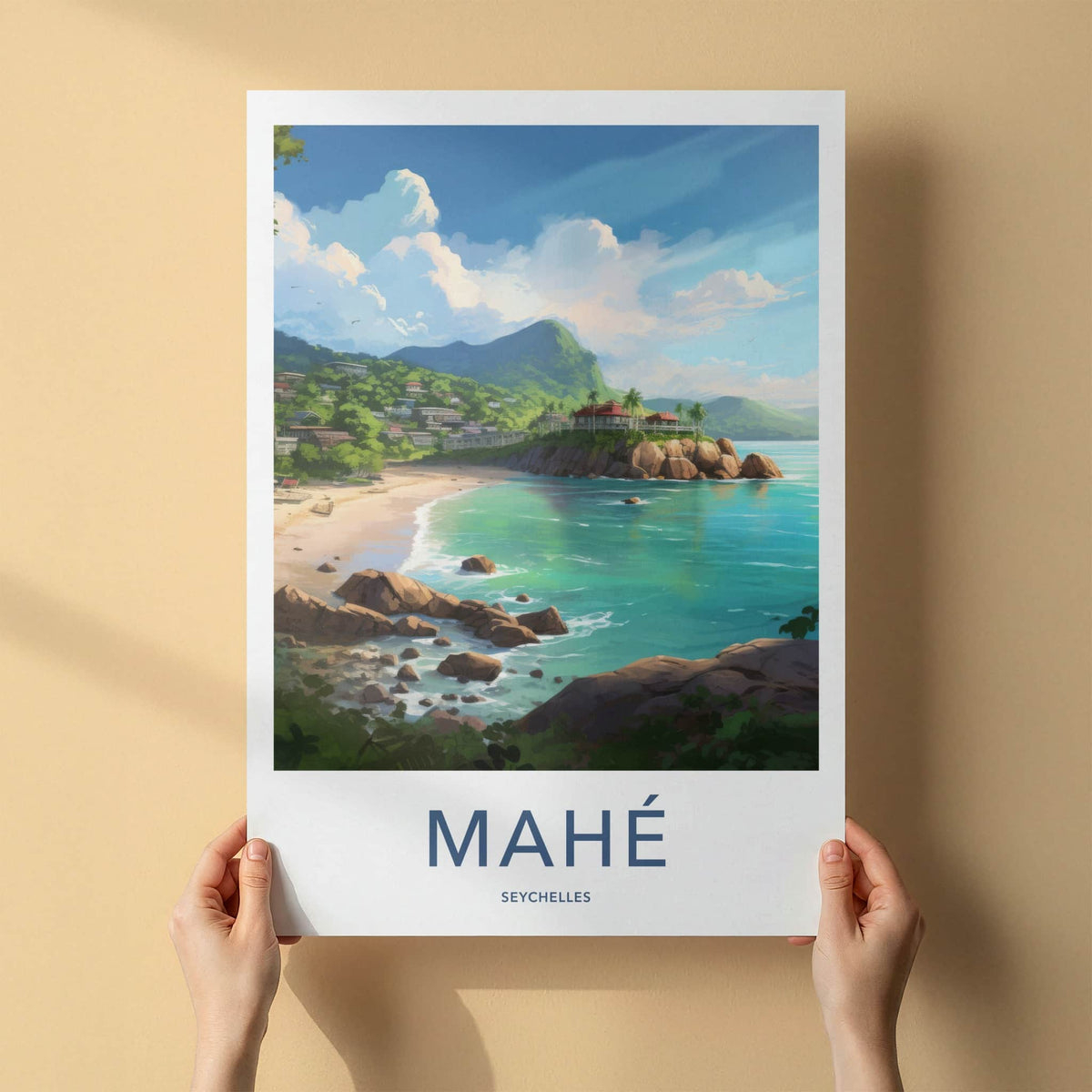 Mahe Poster - Seychelles Travel Art - Lush Coastal View Home Decor