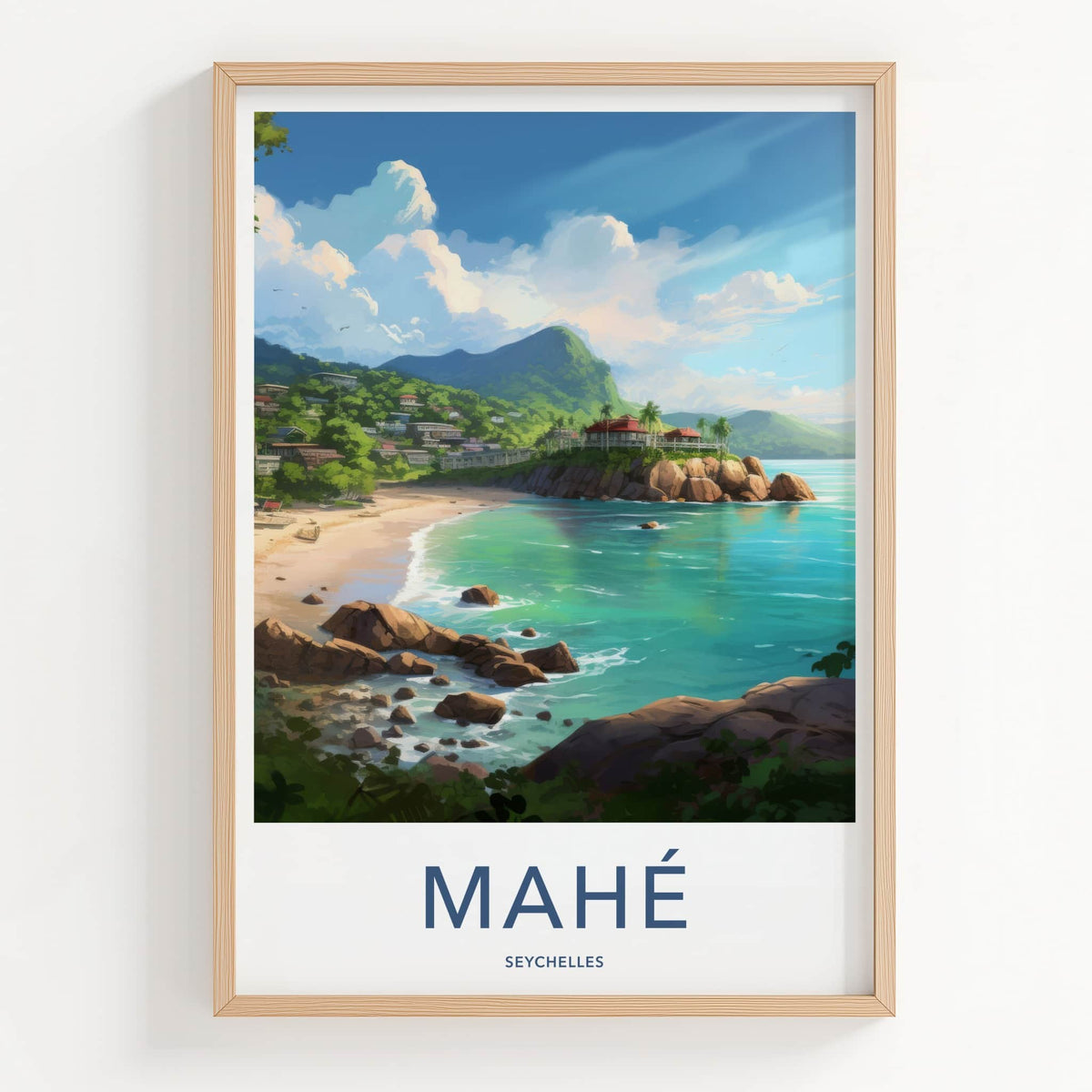 Mahe Poster - Seychelles Travel Art - Lush Coastal View Home Decor