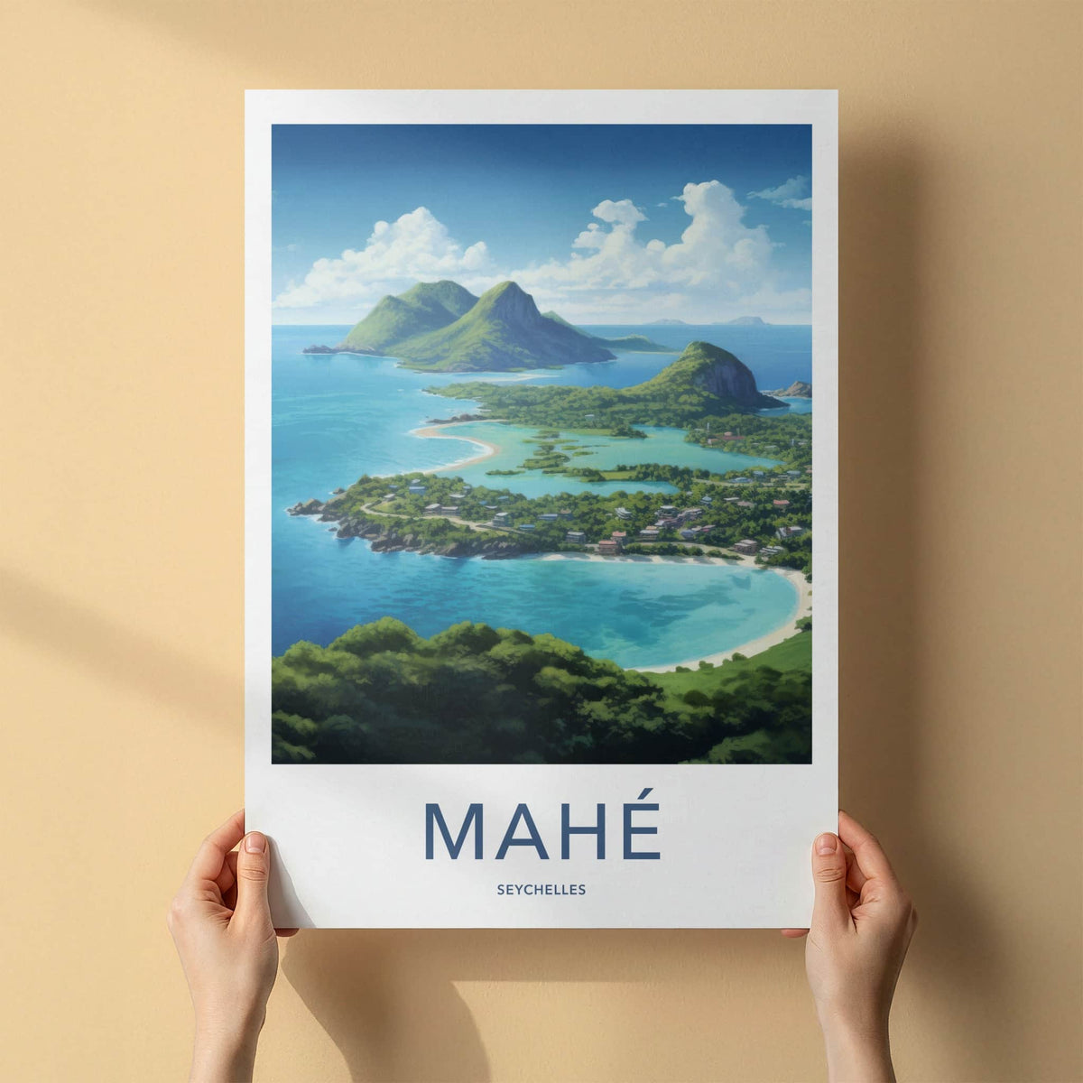 Mahe Poster - Seychelles Wall Art - Azure Lagoon Houses Home Decor