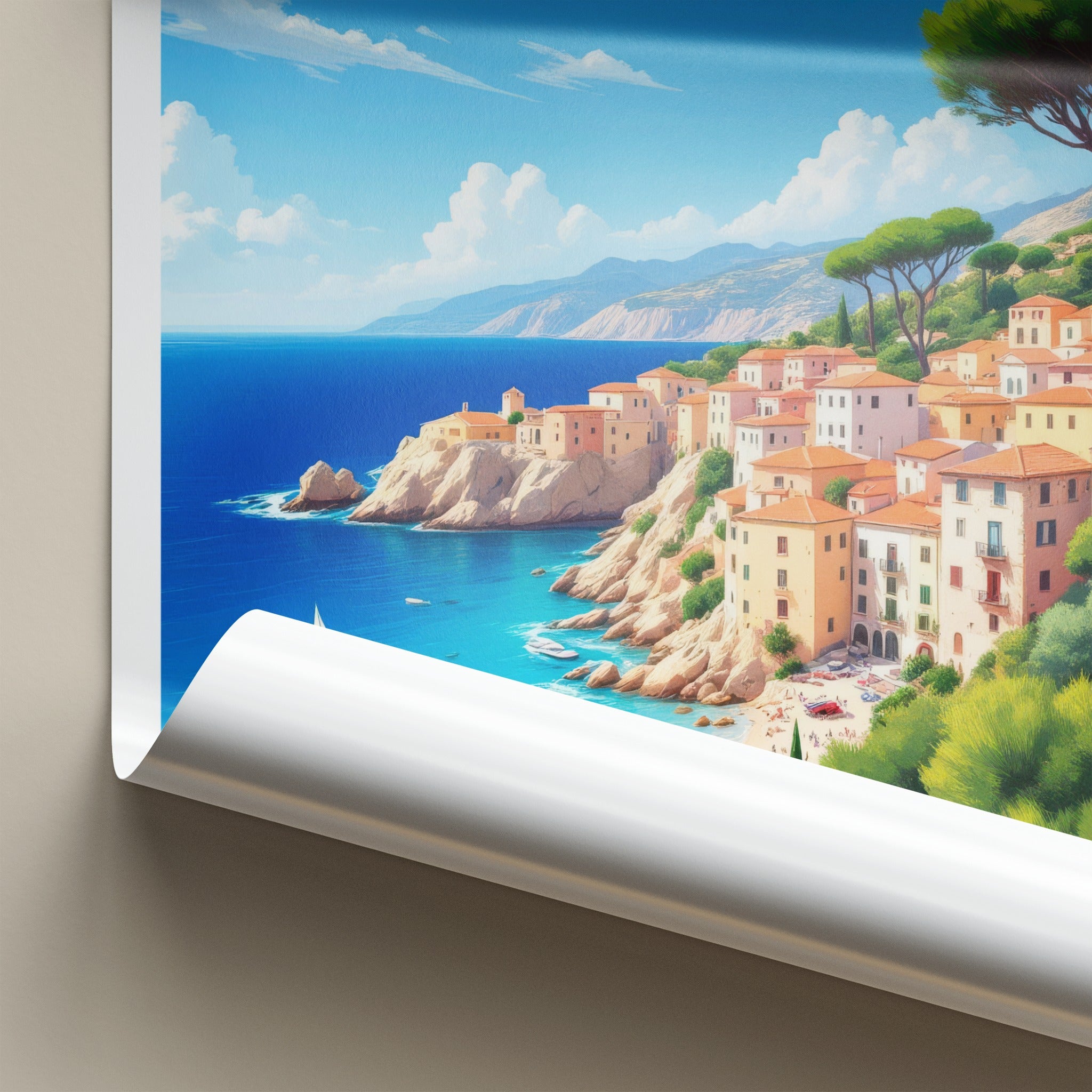 Majorca Poster - Spain Travel Art - Sunny Coastal Village Home Decor