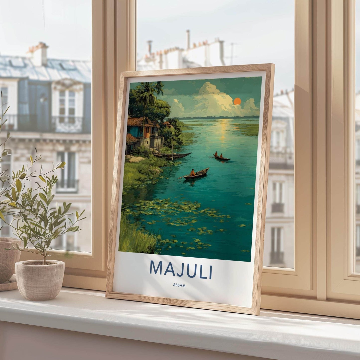 Majuli Poster - India Travel Art - Assam Golden Sunset Wall Decor