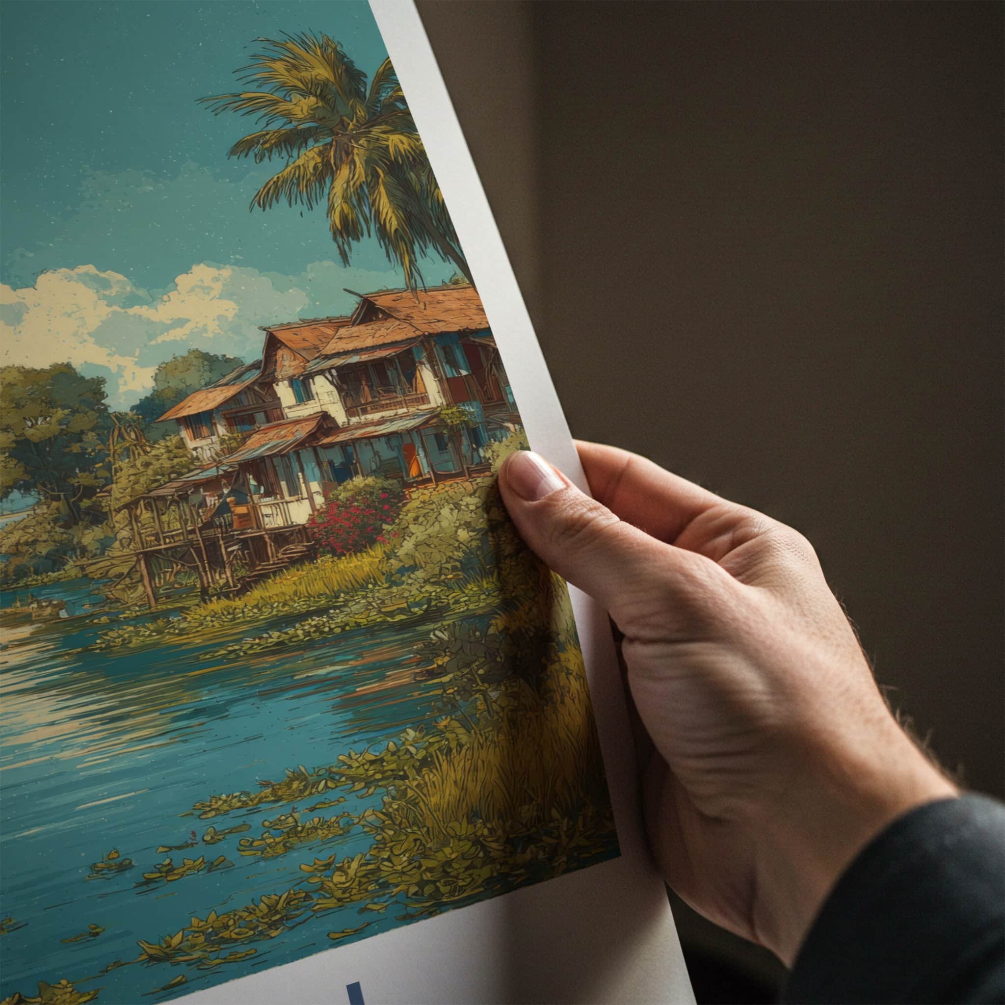 Majuli Poster - India Travel Art - Assam River Scene Home Decor