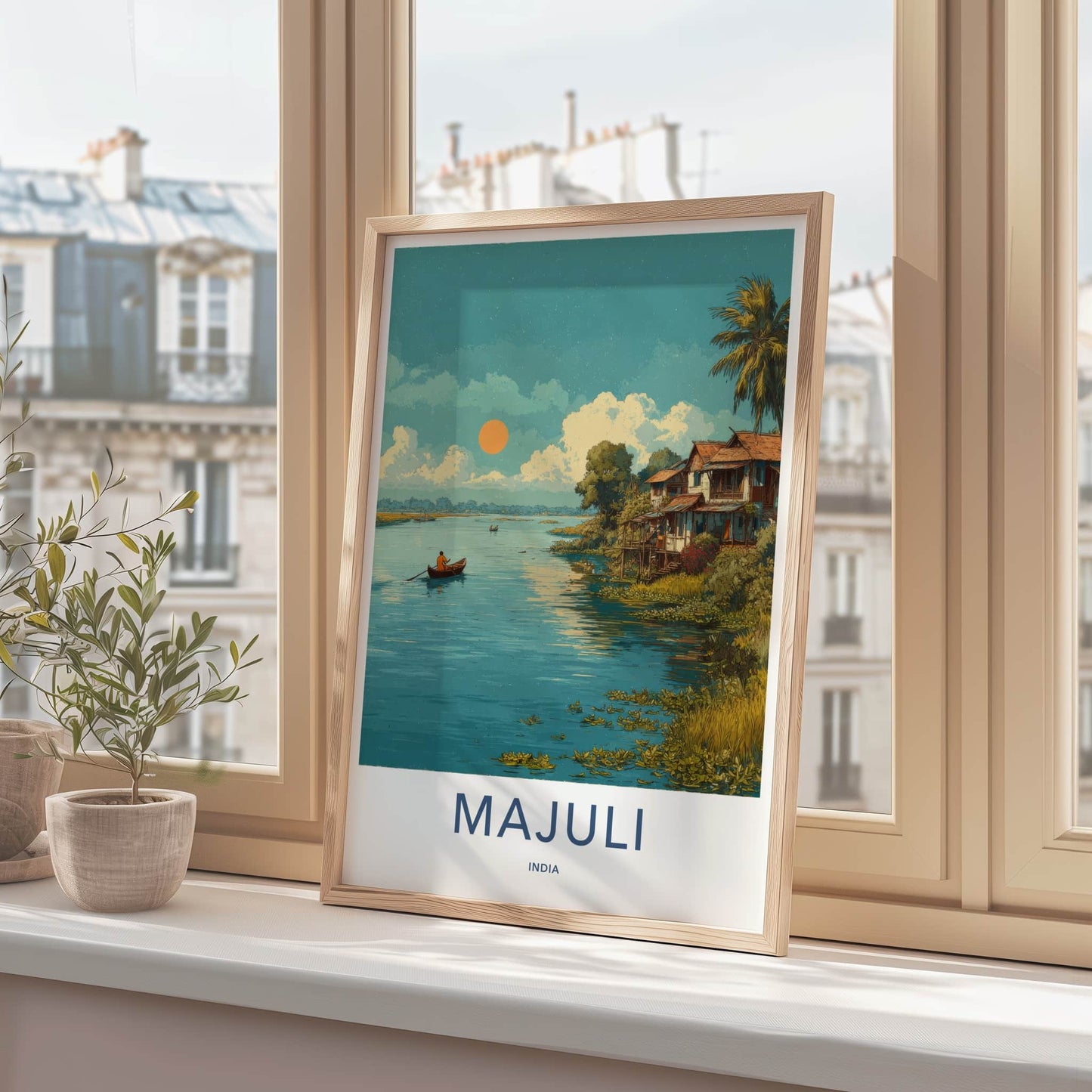 Majuli Poster - India Travel Art - Assam River Scene Home Decor