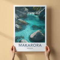 Makarora Poster - New Zealand Travel Art - Clear River Rocks Home Decor