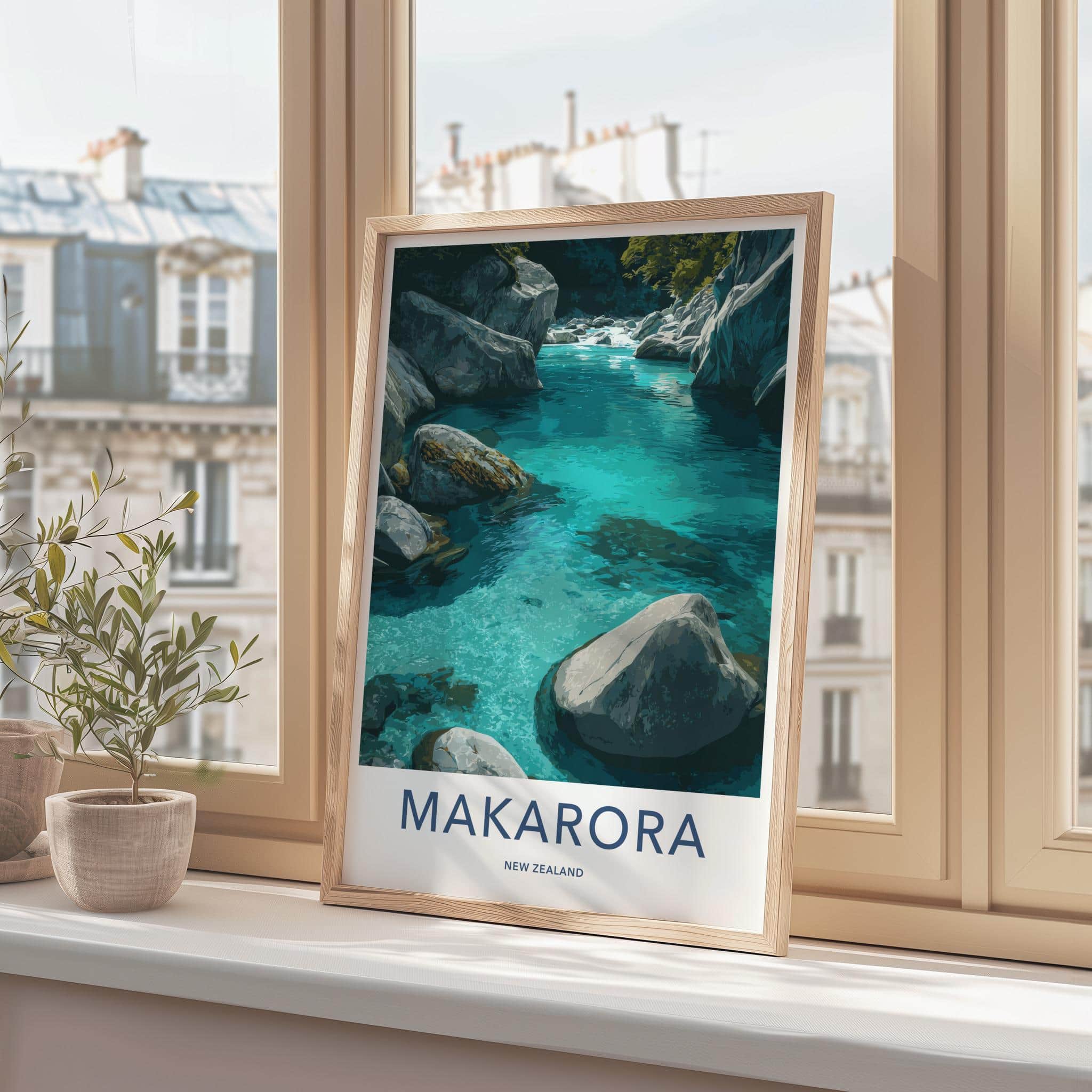 Makarora Poster - New Zealand Travel Art - Clear River Rocks Home Decor