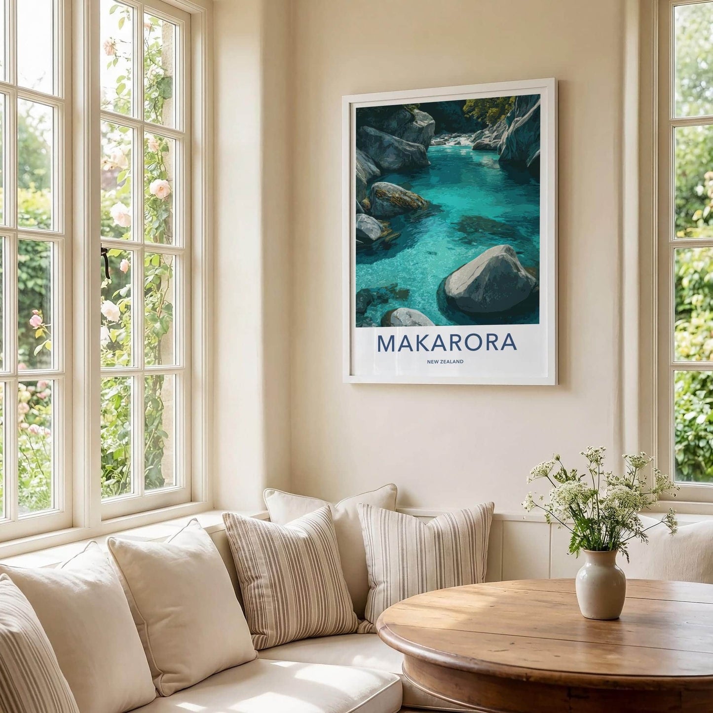 Makarora Poster - New Zealand Travel Art - Clear River Rocks Home Decor