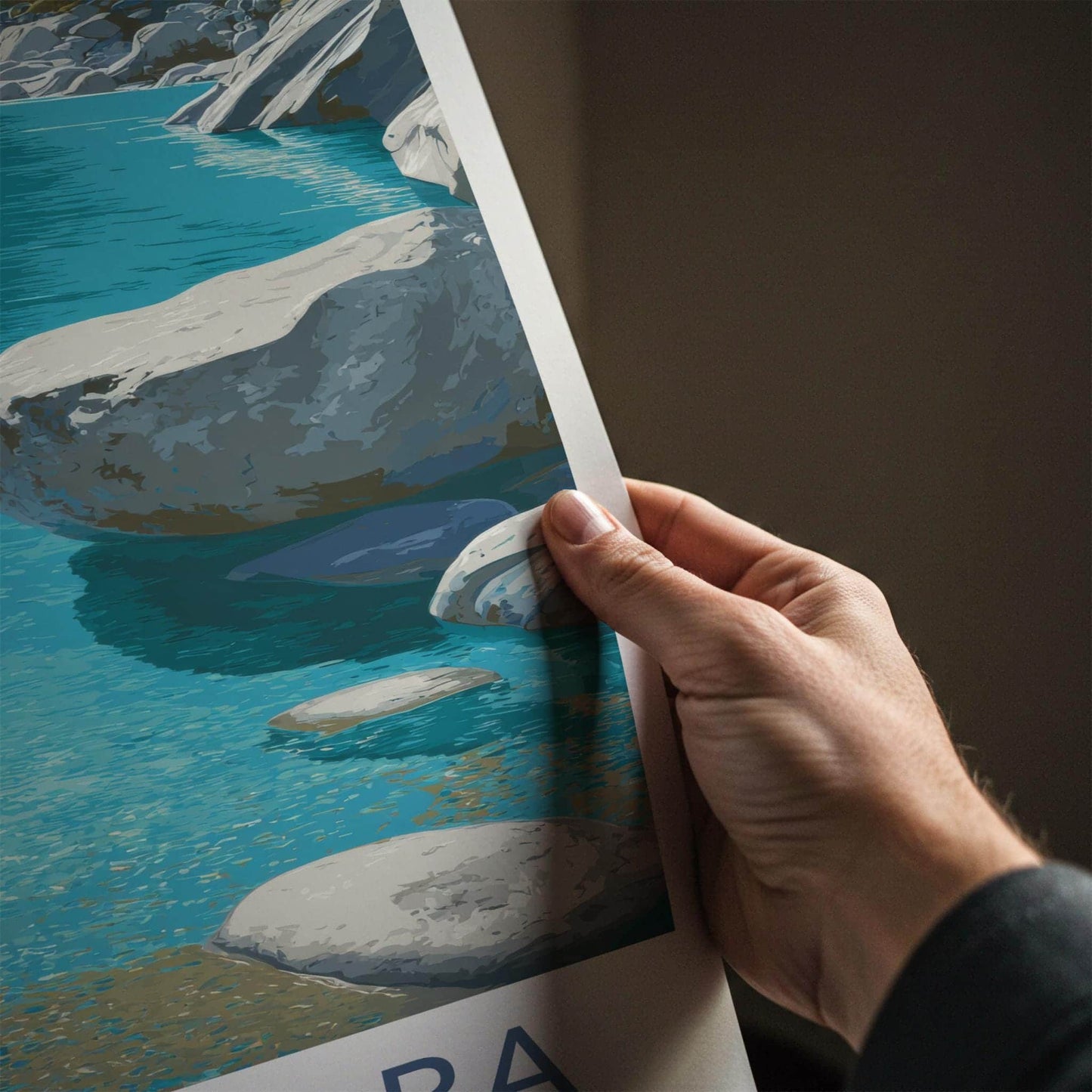 Makarora Poster - New Zealand Travel Art - Turquoise River Rocks Home Decor