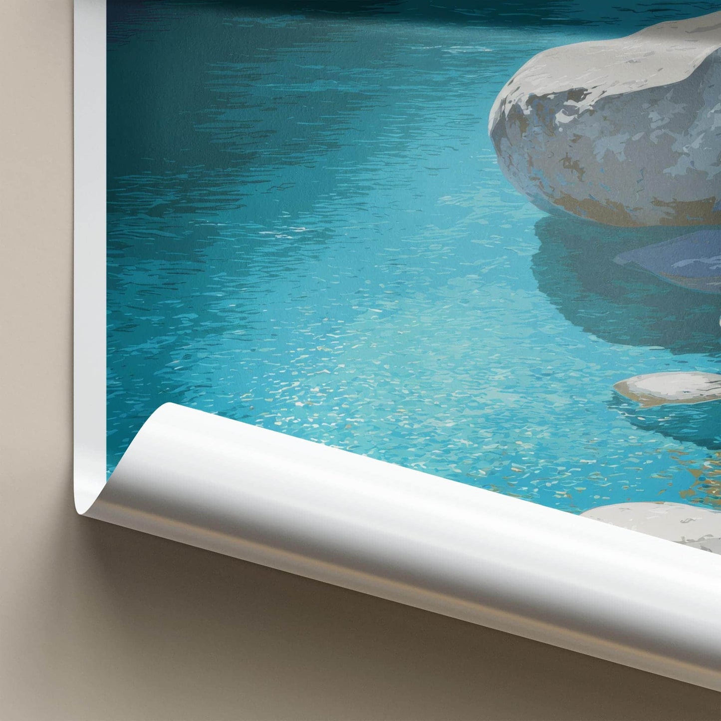 Makarora Poster - New Zealand Travel Art - Turquoise River Rocks Home Decor