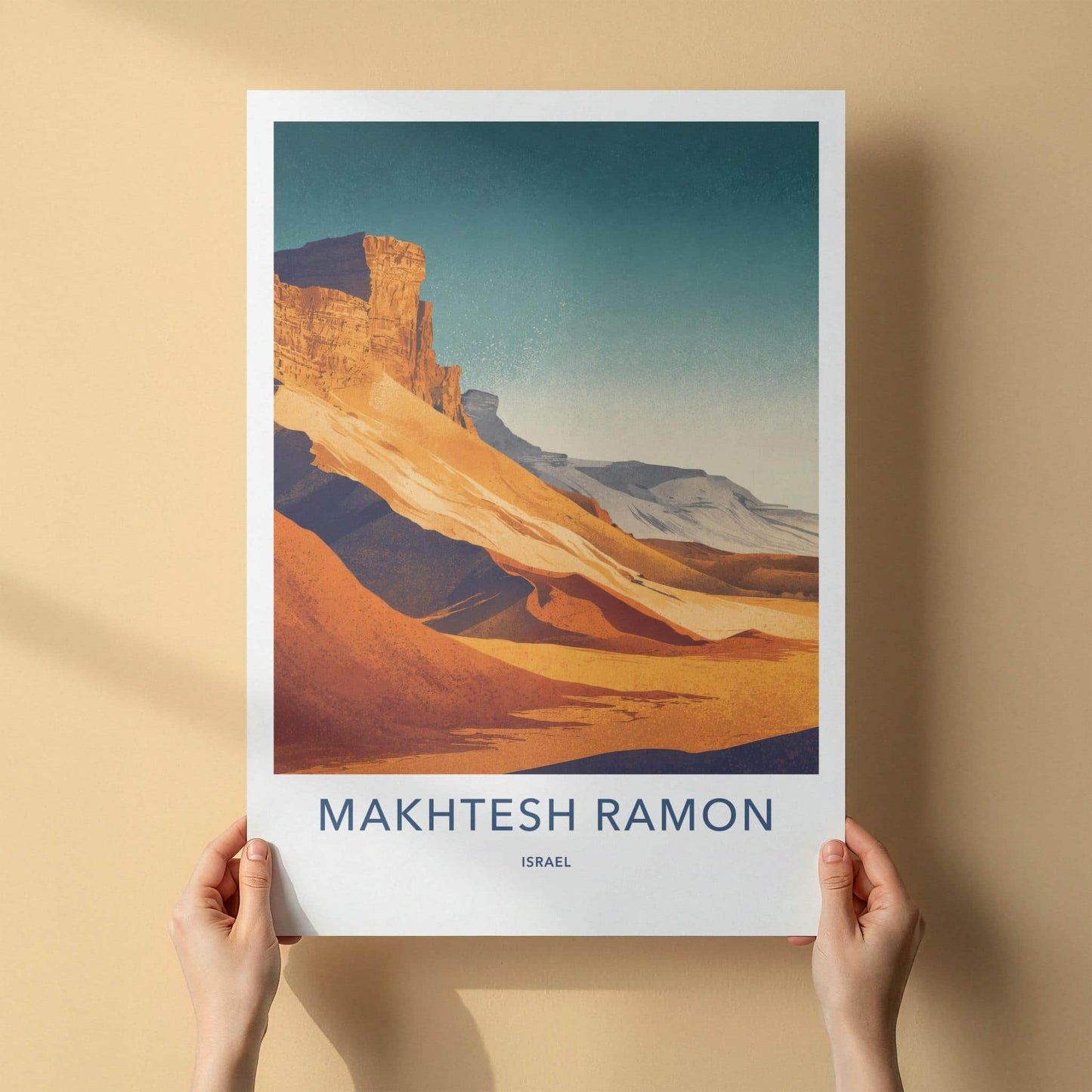 Makhtesh Ramon Poster - Israel Travel Art - Desert Crater Landscape Gallery Art