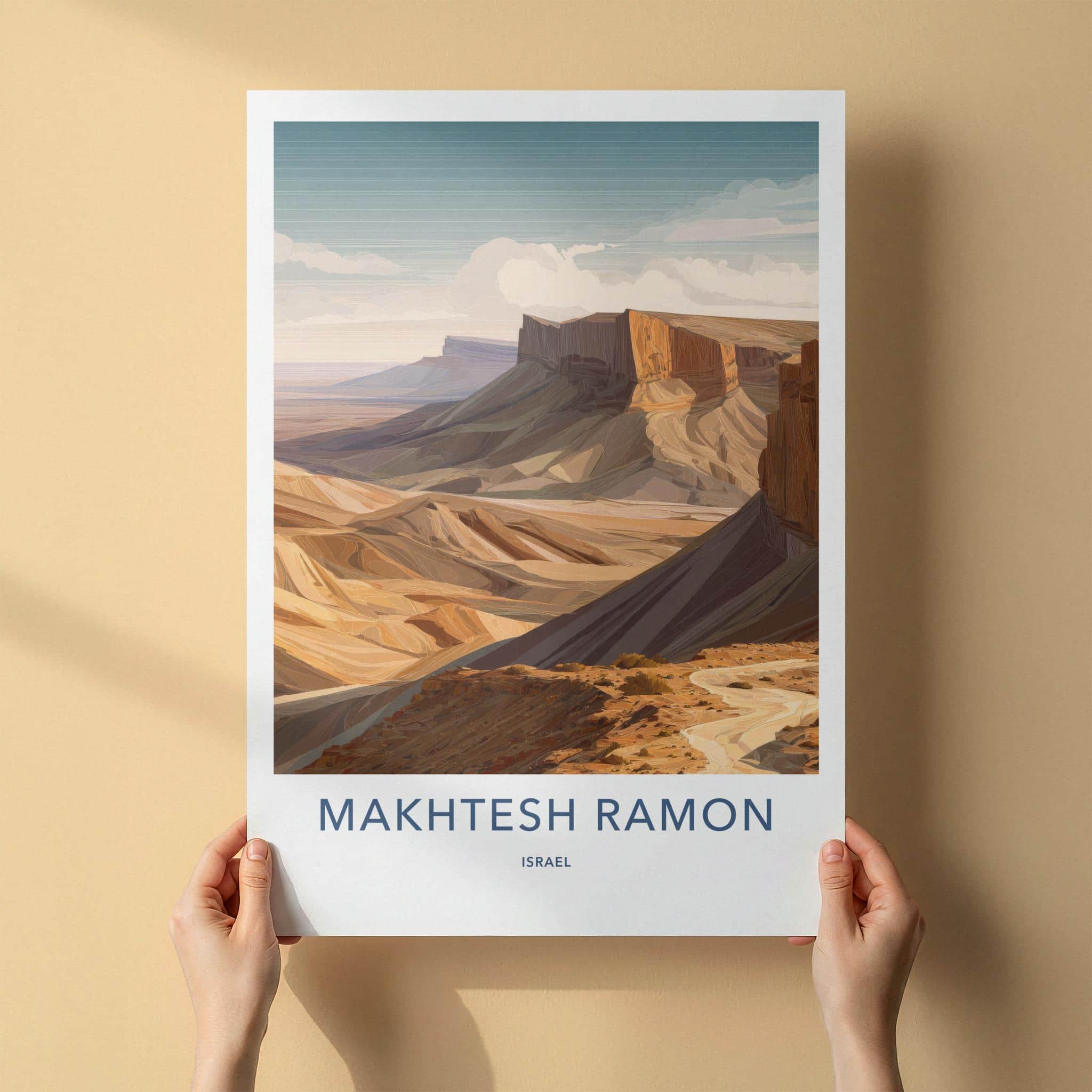 Makhtesh Ramon Poster - Israel Travel Art - Vast Desert Landscape Home Decor