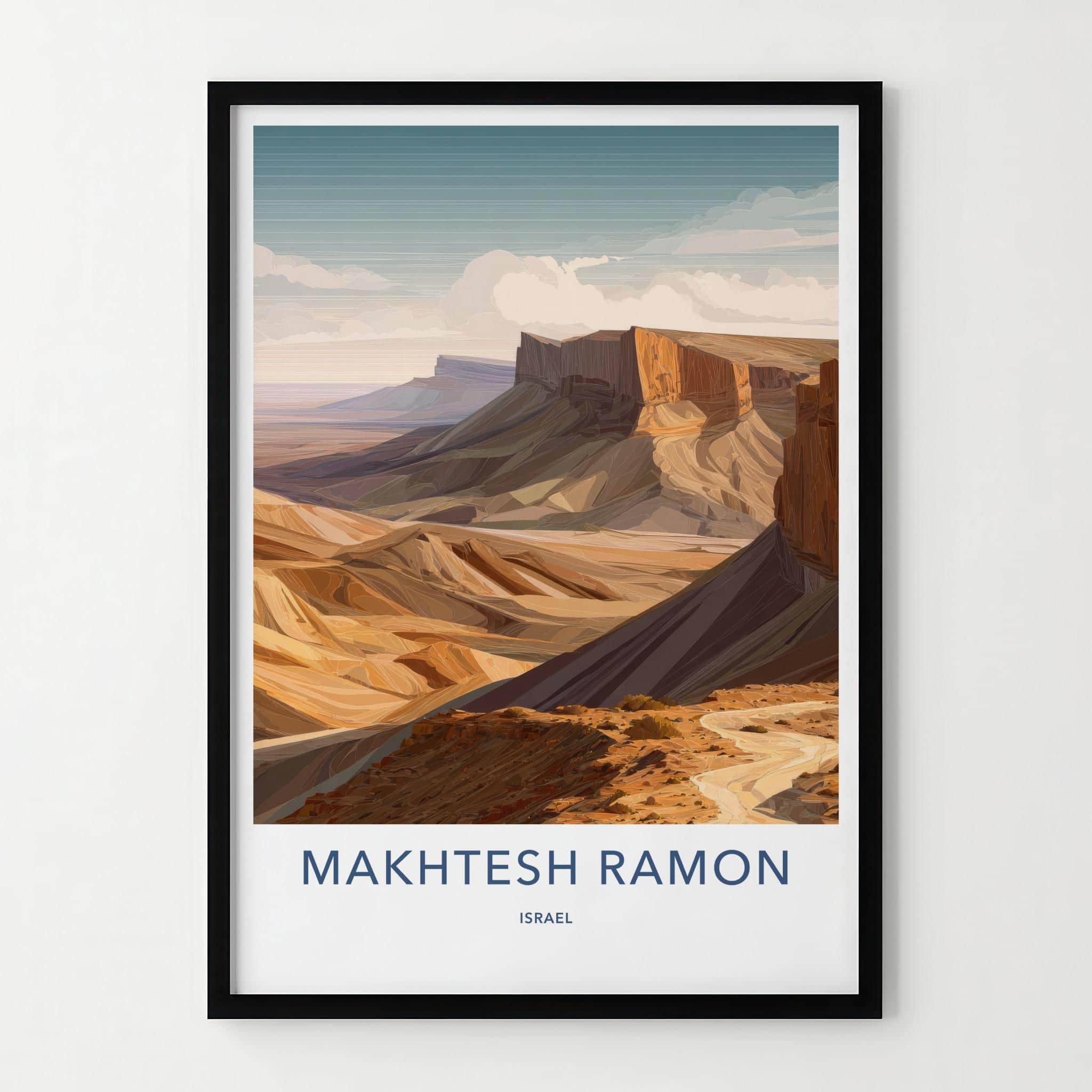 Makhtesh Ramon Poster - Israel Travel Art - Vast Desert Landscape Home Decor