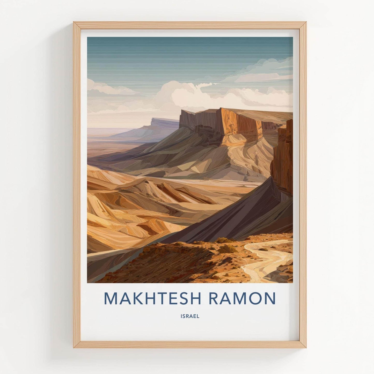 Makhtesh Ramon Poster - Israel Travel Art - Vast Desert Landscape Home Decor