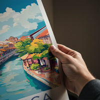 Malacca Poster - Malaysia Travel Art - Colorful Canal View Wall Decor