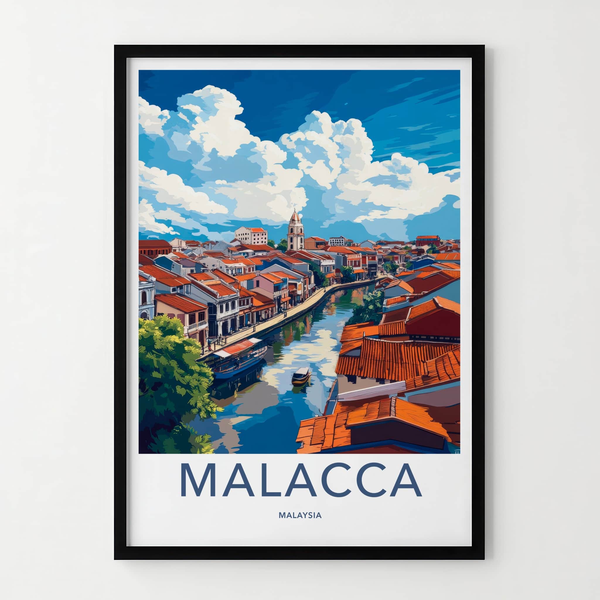 Malacca Poster - Malaysia Travel Art - Historic Canal District Wall Decor