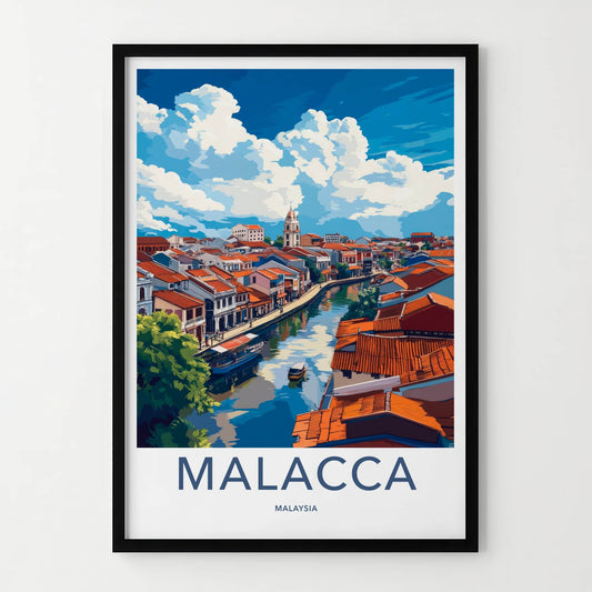 Malacca Poster - Malaysia Travel Art - Historic Canal District Wall Decor