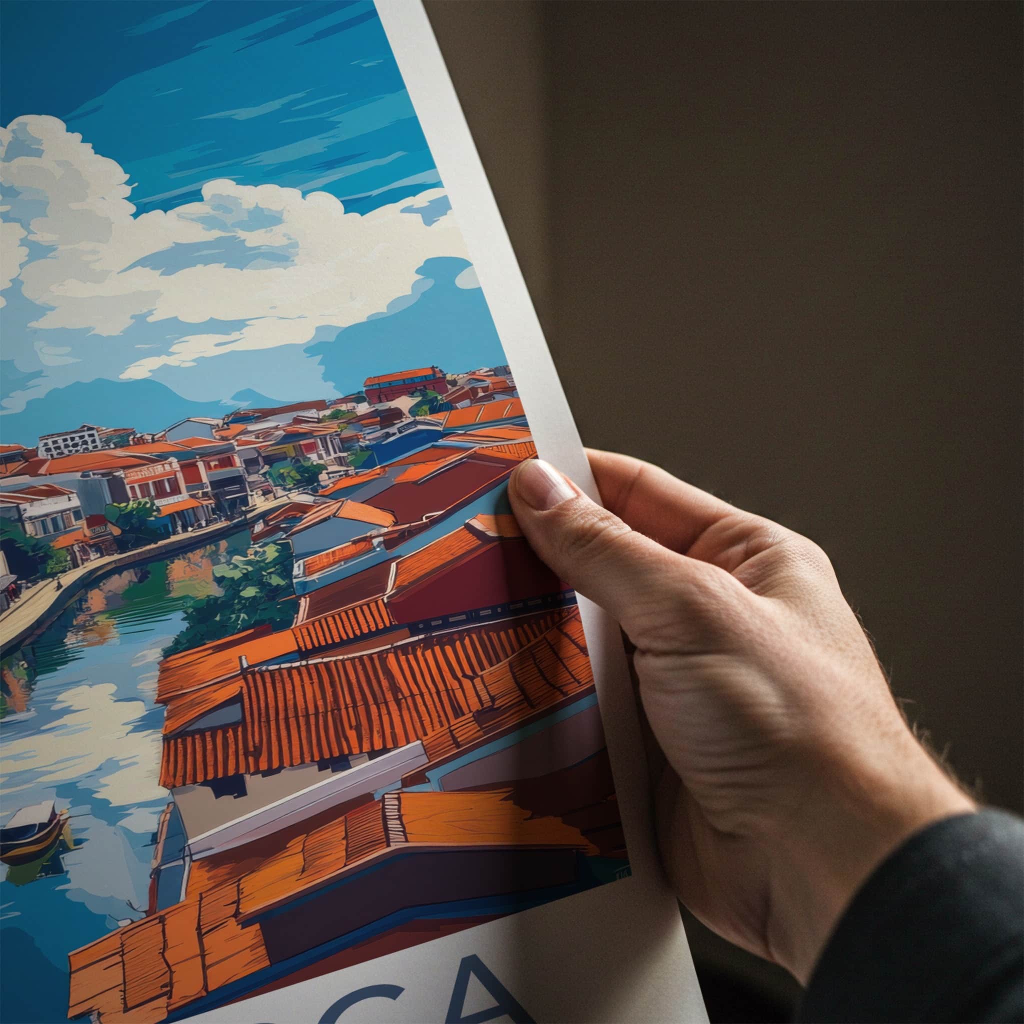 Malacca Poster - Malaysia Travel Art - Historic Canal District Wall Decor