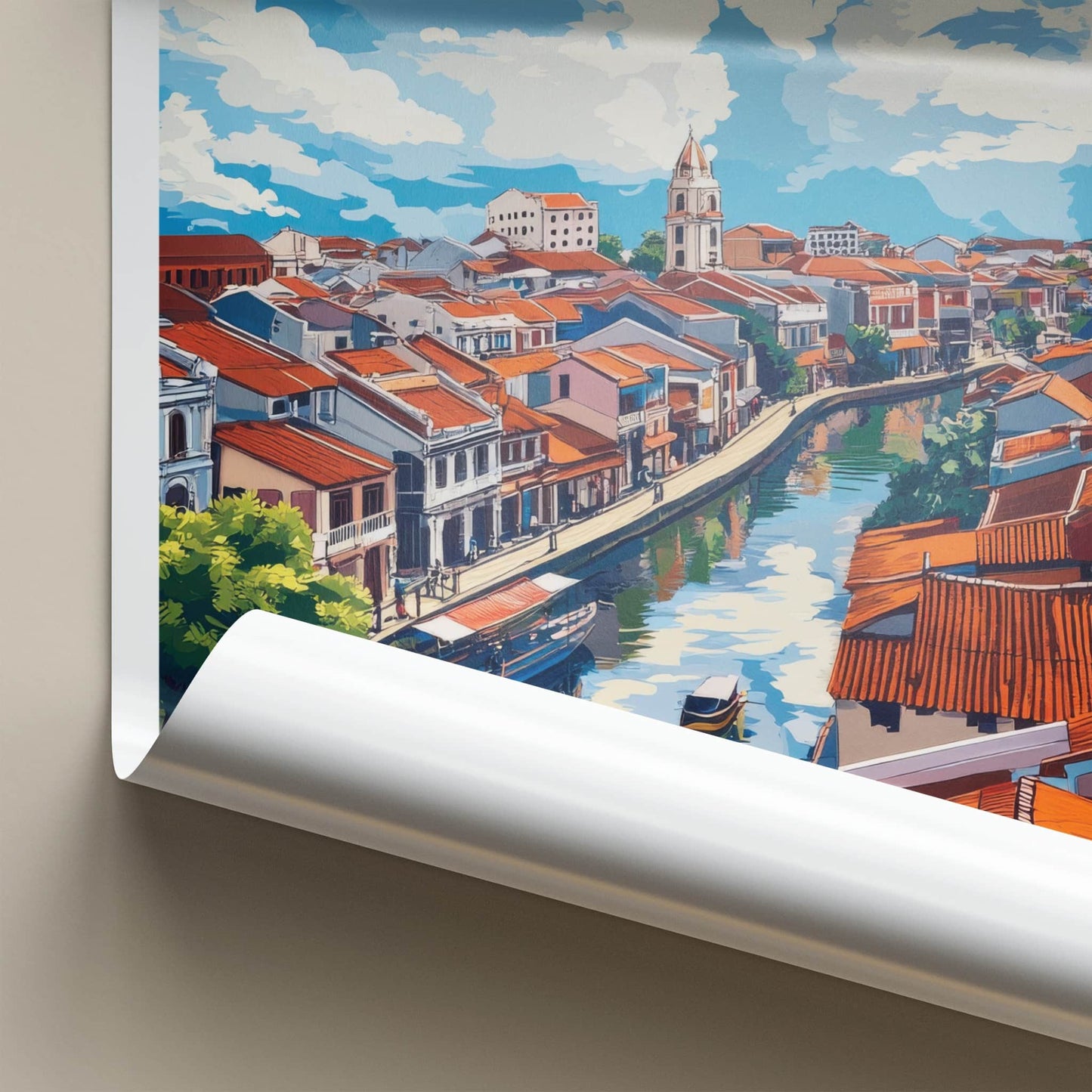 Malacca Poster - Malaysia Travel Art - Historic Canal District Wall Decor