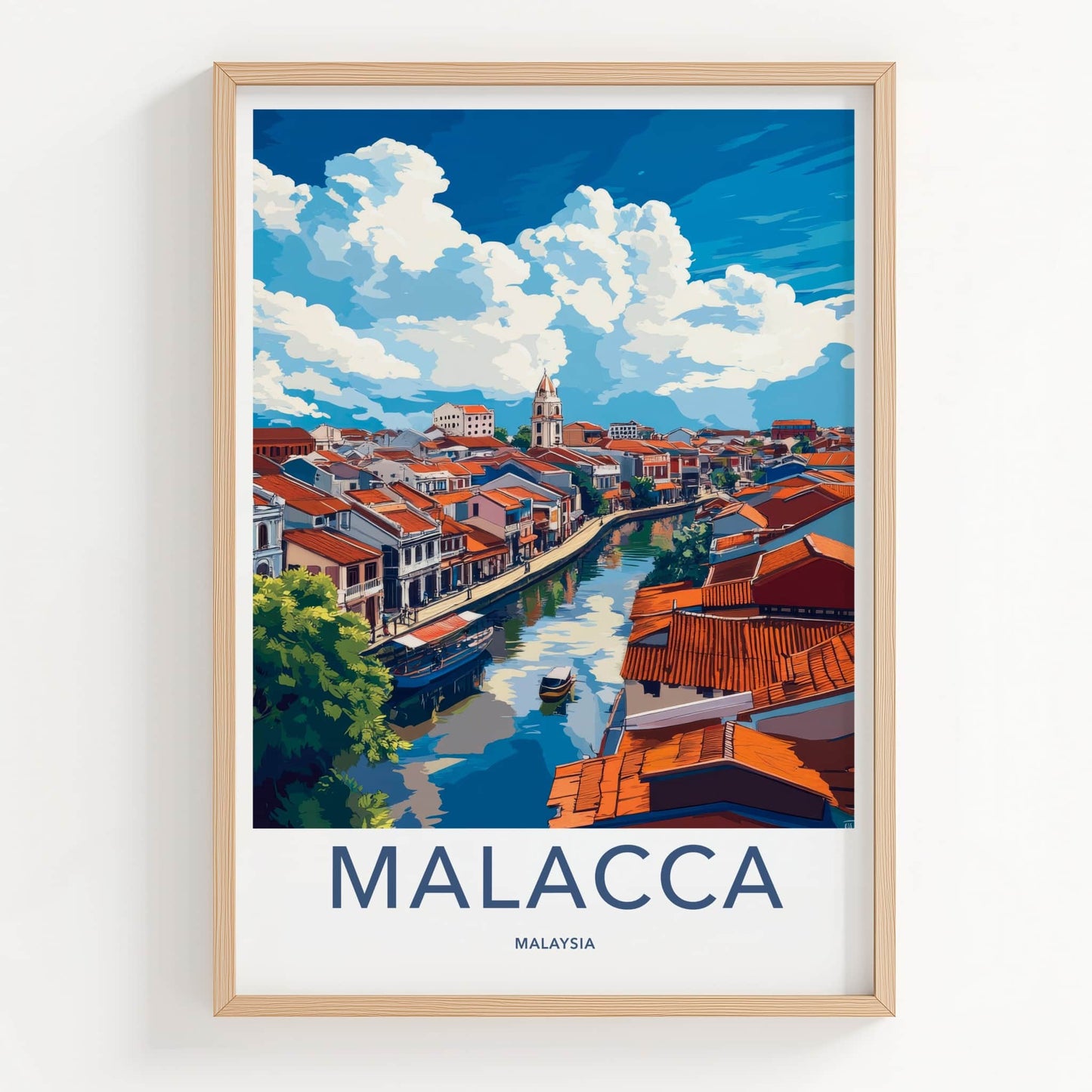 Malacca Poster - Malaysia Travel Art - Historic Canal District Wall Decor