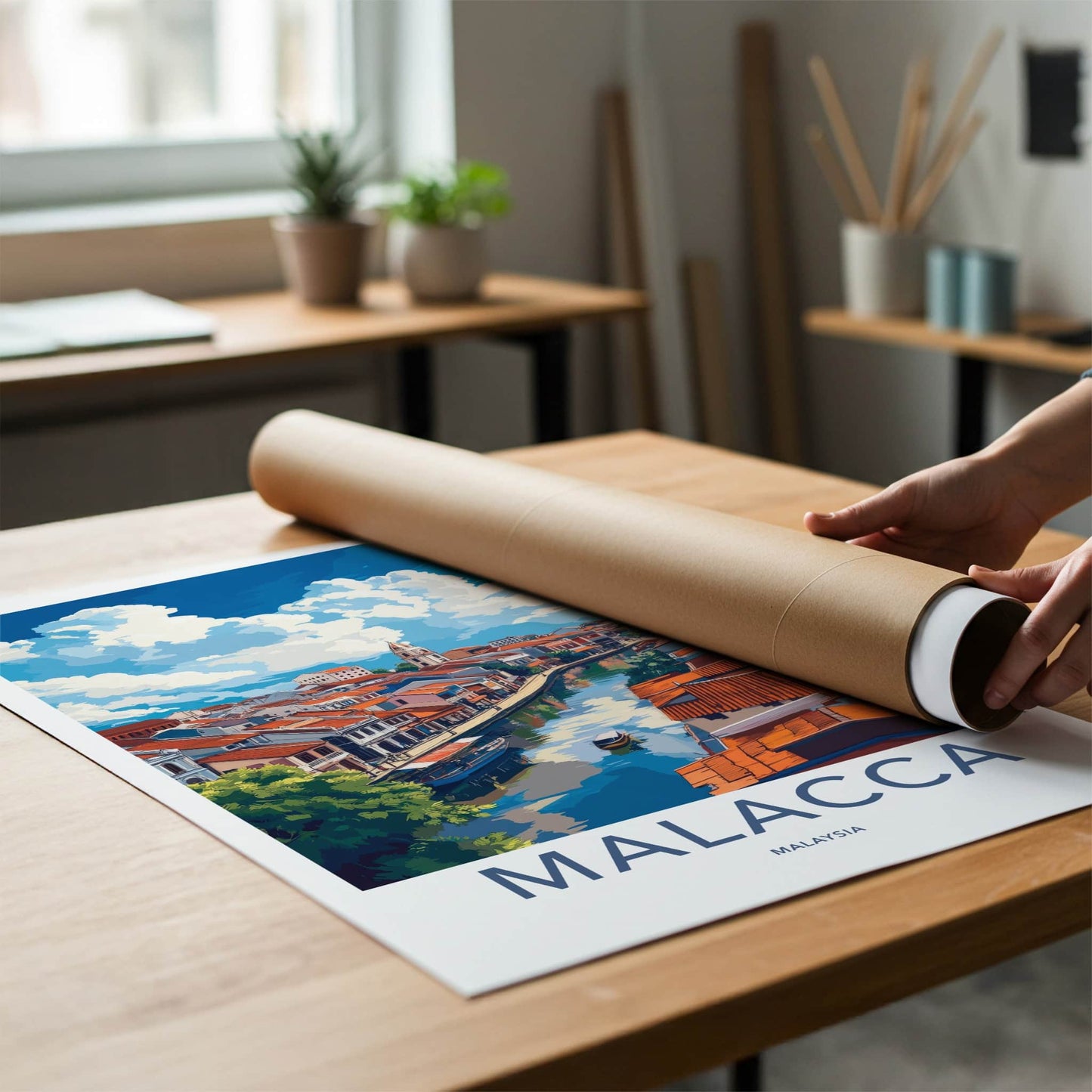 Malacca Poster - Malaysia Travel Art - Historic Canal District Wall Decor