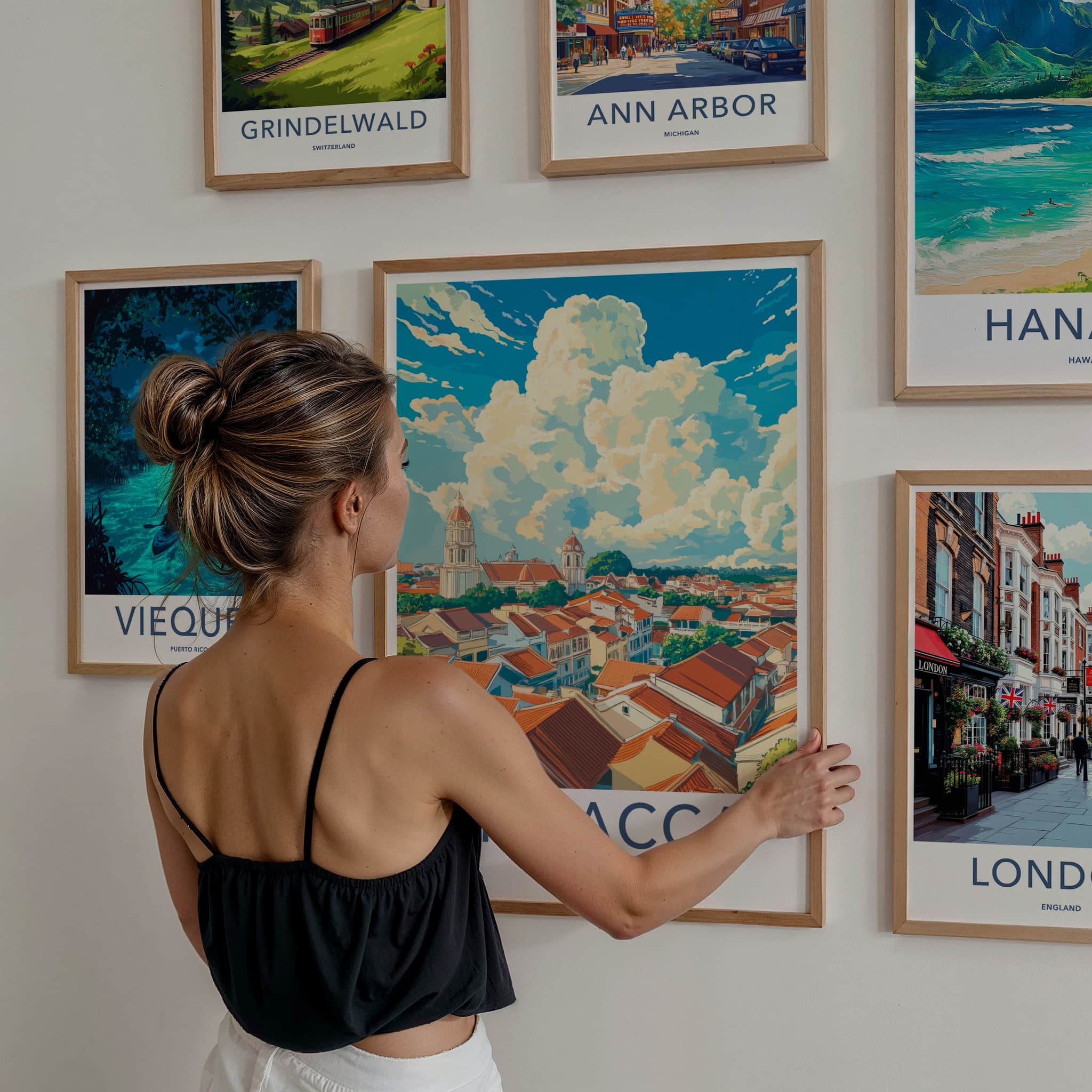 Malacca Poster - Malaysia Travel Art - Historic Rooftops Skyline Home Decor