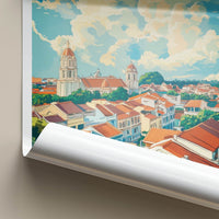 Malacca Poster - Malaysia Travel Art - Historic Rooftops Skyline Home Decor