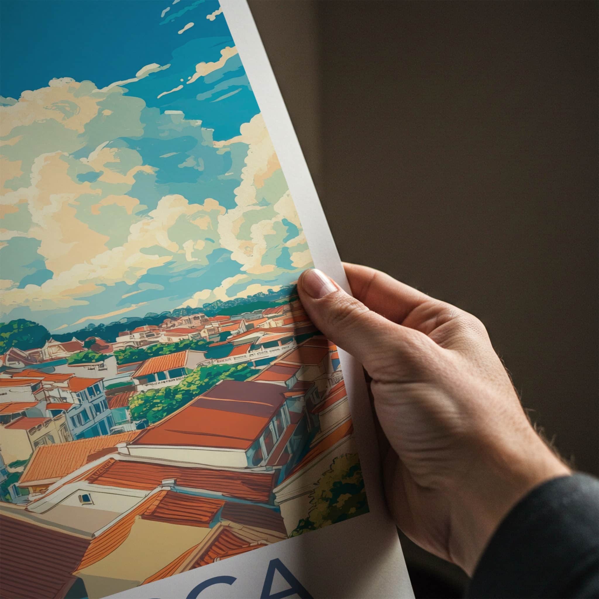 Malacca Poster - Malaysia Travel Art - Historic Rooftops Skyline Home Decor