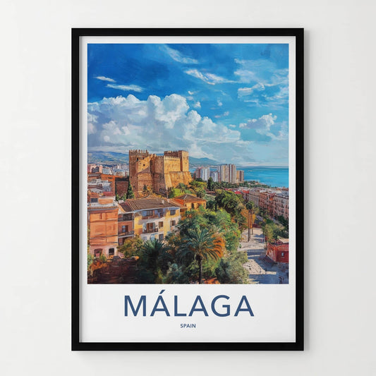Malaga Poster - Spain Travel Art - Alcazaba City Seascape Home Decor