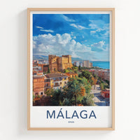 Malaga Poster - Spain Travel Art - Alcazaba City Seascape Home Decor