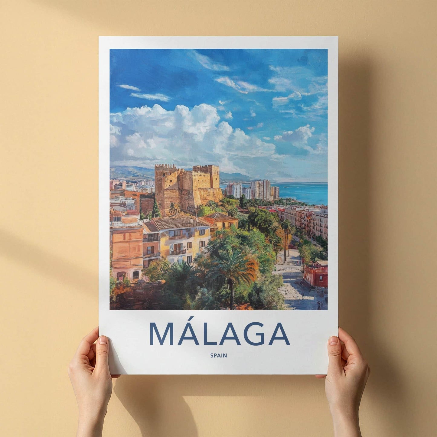 Malaga Poster - Spain Travel Art - Alcazaba City Seascape Home Decor