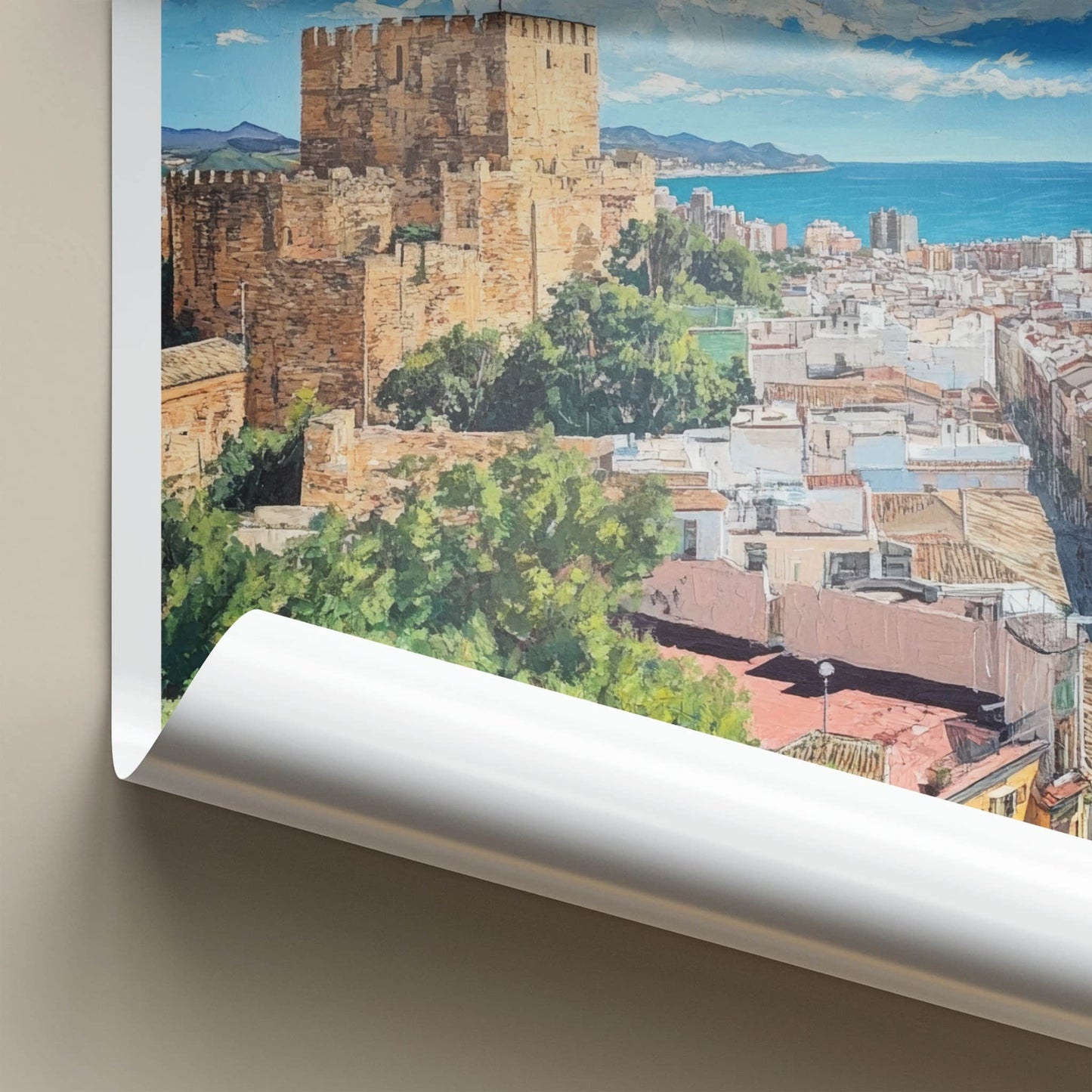 Malaga Poster - Spain Travel Art - Historic City Seascape Home Decor