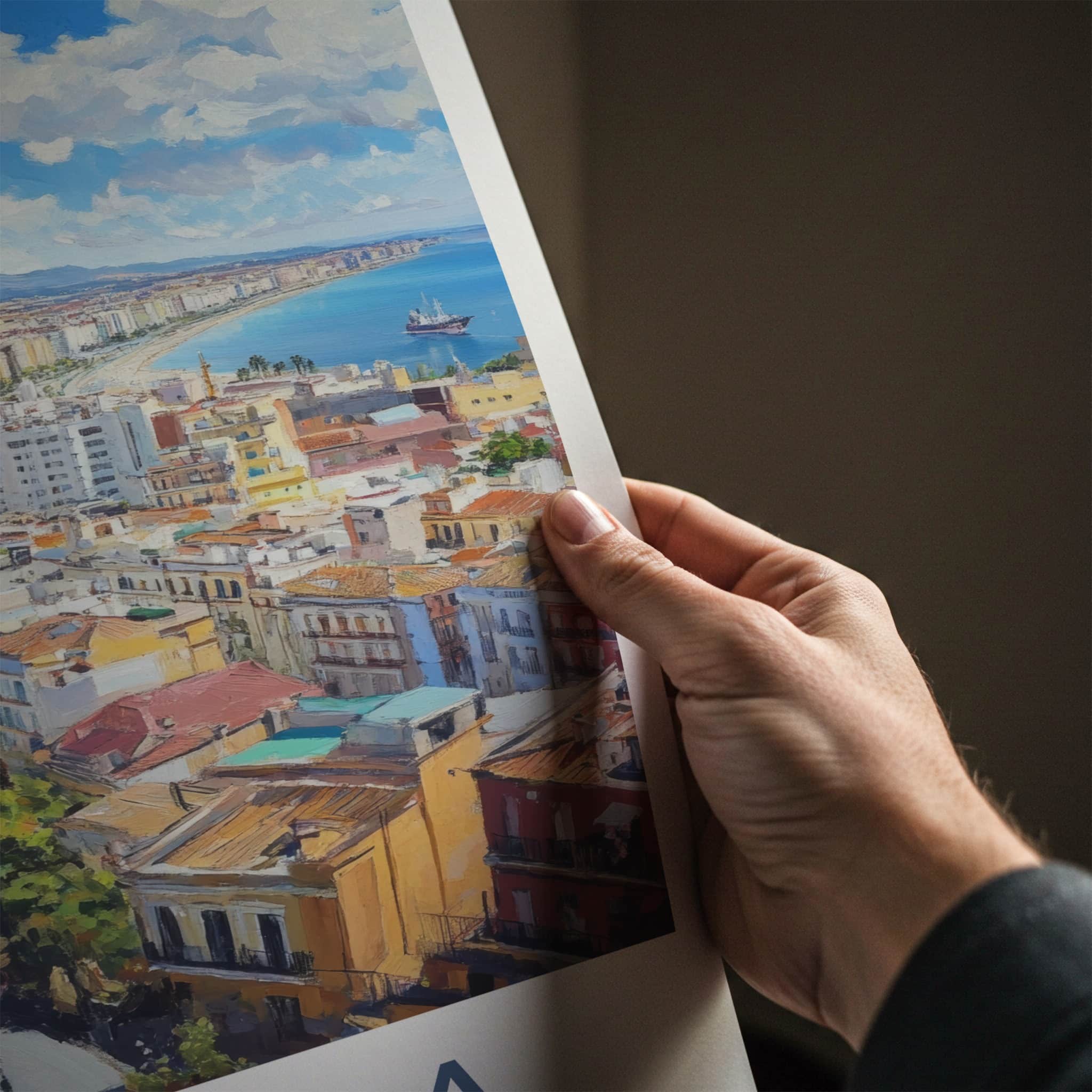 Malaga Poster - Spain Travel Art - Historic City Seascape Home Decor