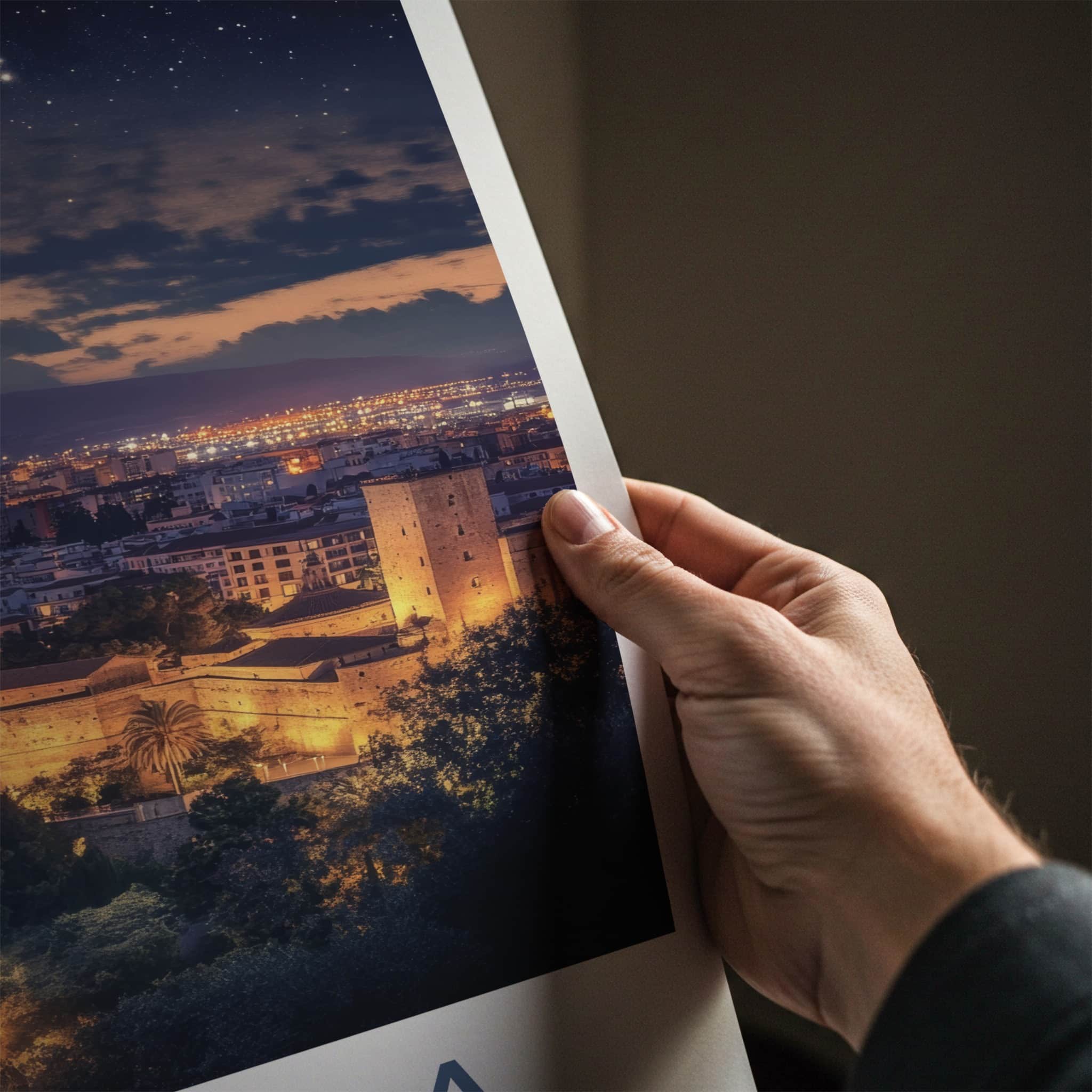 Malaga Poster - Spain Travel Art - Starry Castle City Home Decor