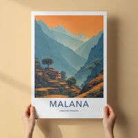 Malana Poster - Himachal Pradesh Valley Village Houses Art
