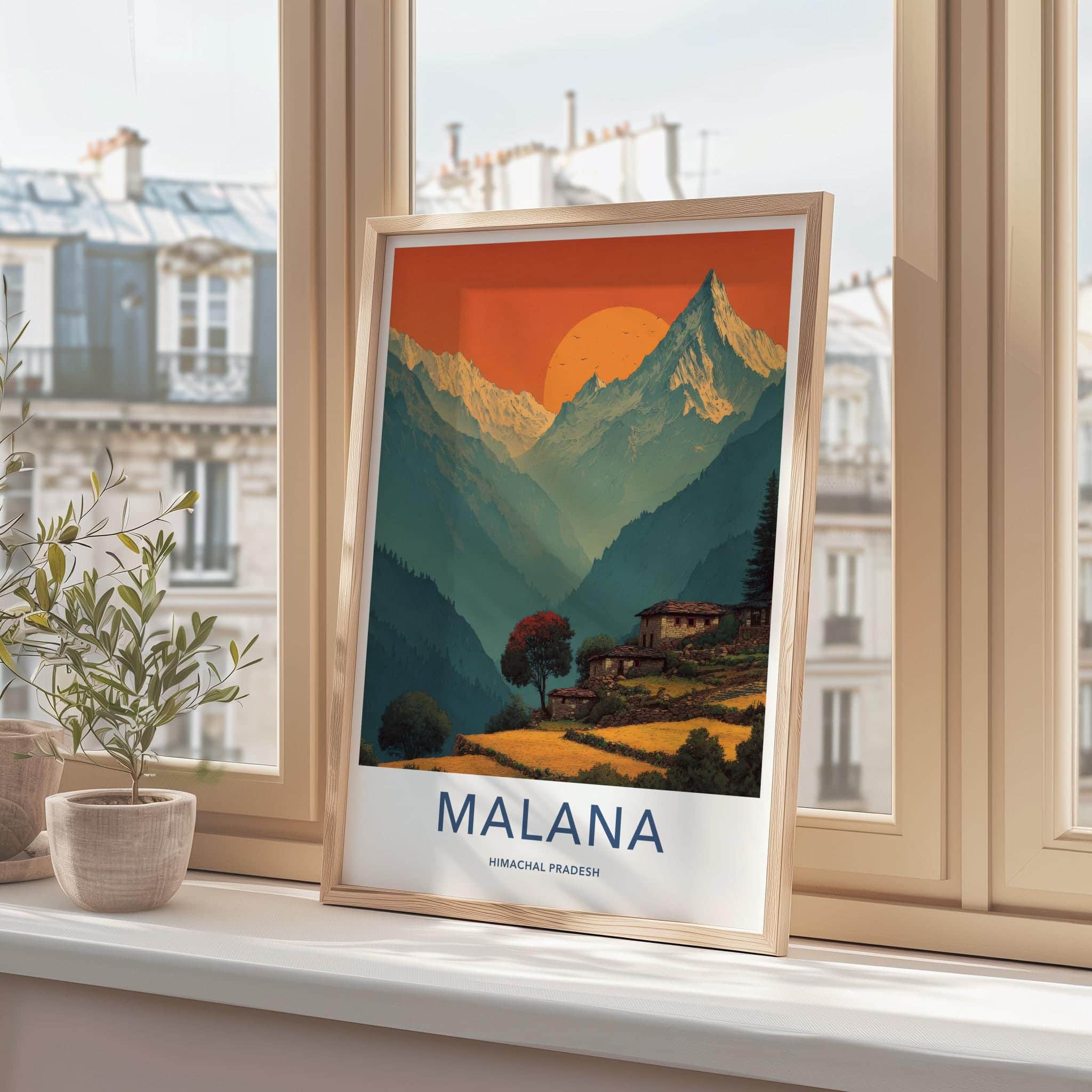 Malana Poster - India Travel Art - Himachal Mountain Village Home Decor