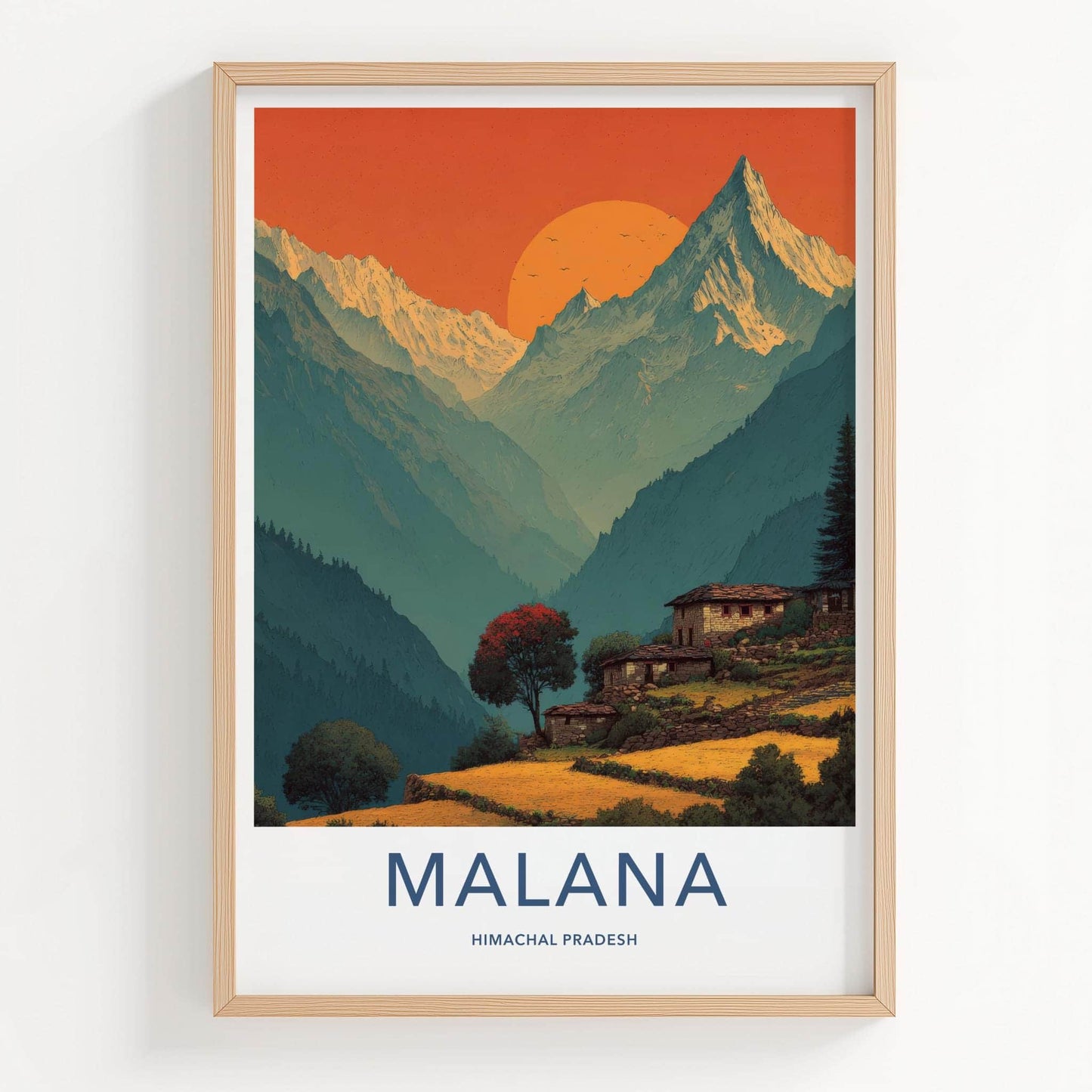 Malana Poster - India Travel Art - Himachal Mountain Village Home Decor