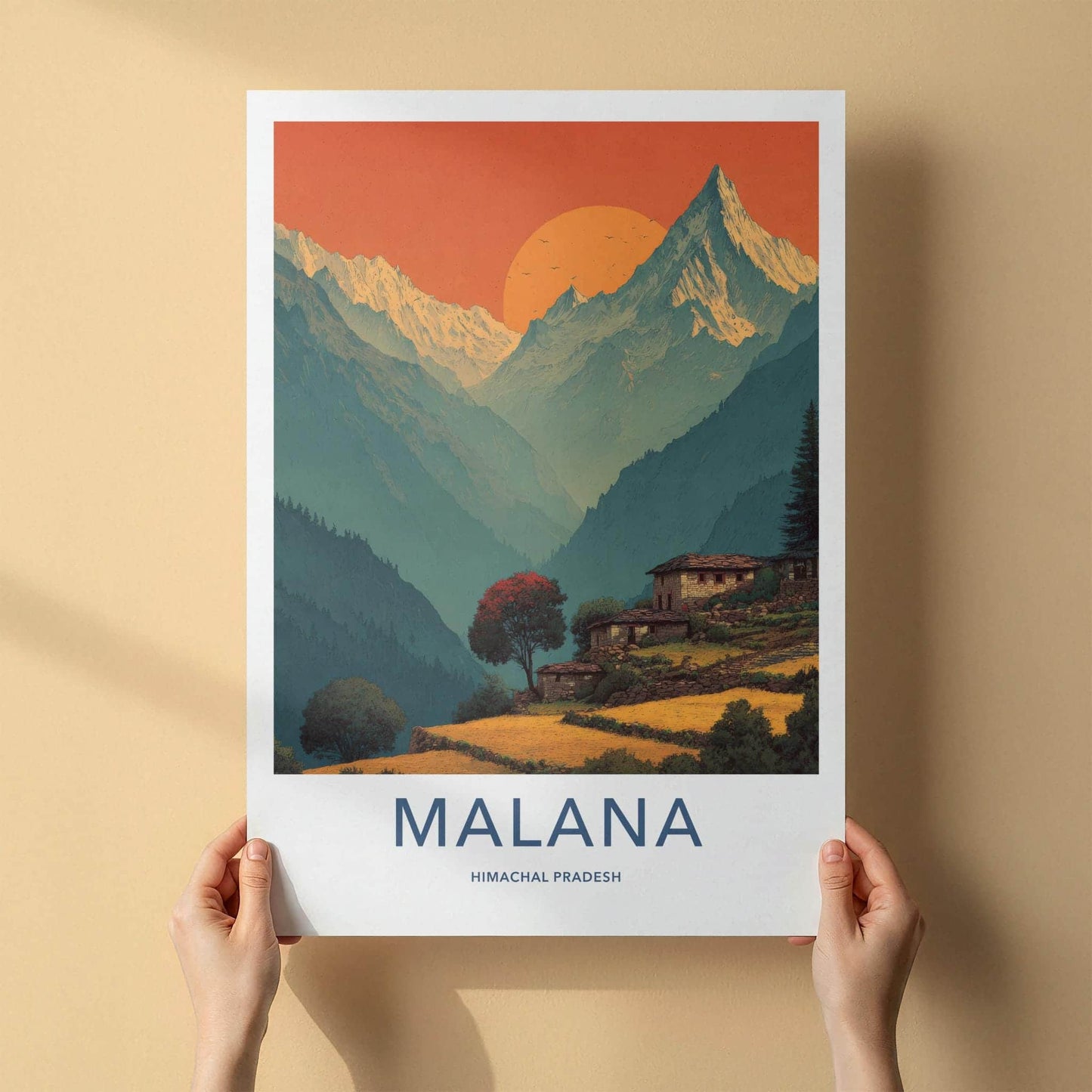 Malana Poster - India Travel Art - Himachal Mountain Village Home Decor