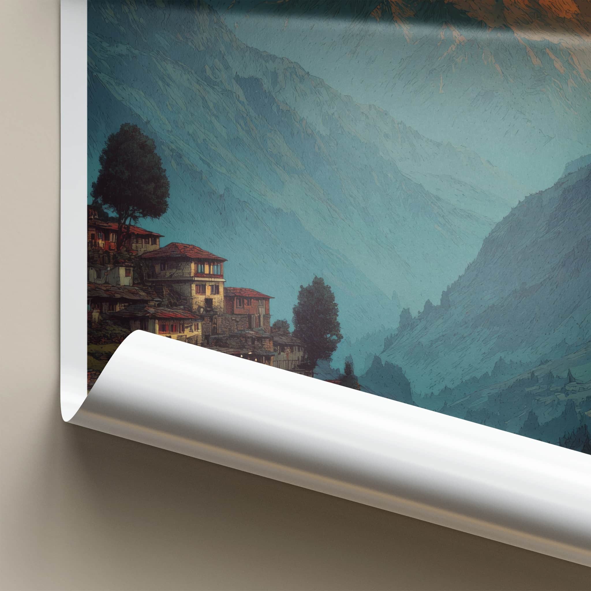 Malana Poster - India Travel Art - Mountain Village Himachal Pradesh Home Decor