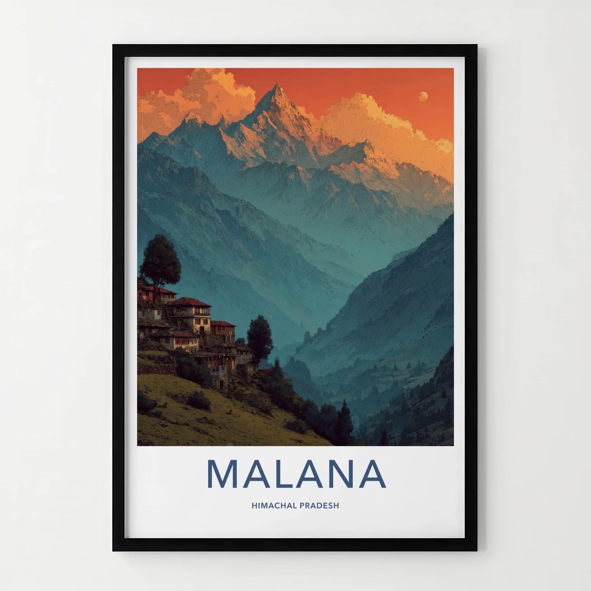 Malana Poster - India Travel Art - Mountain Village Himachal Pradesh Home Decor