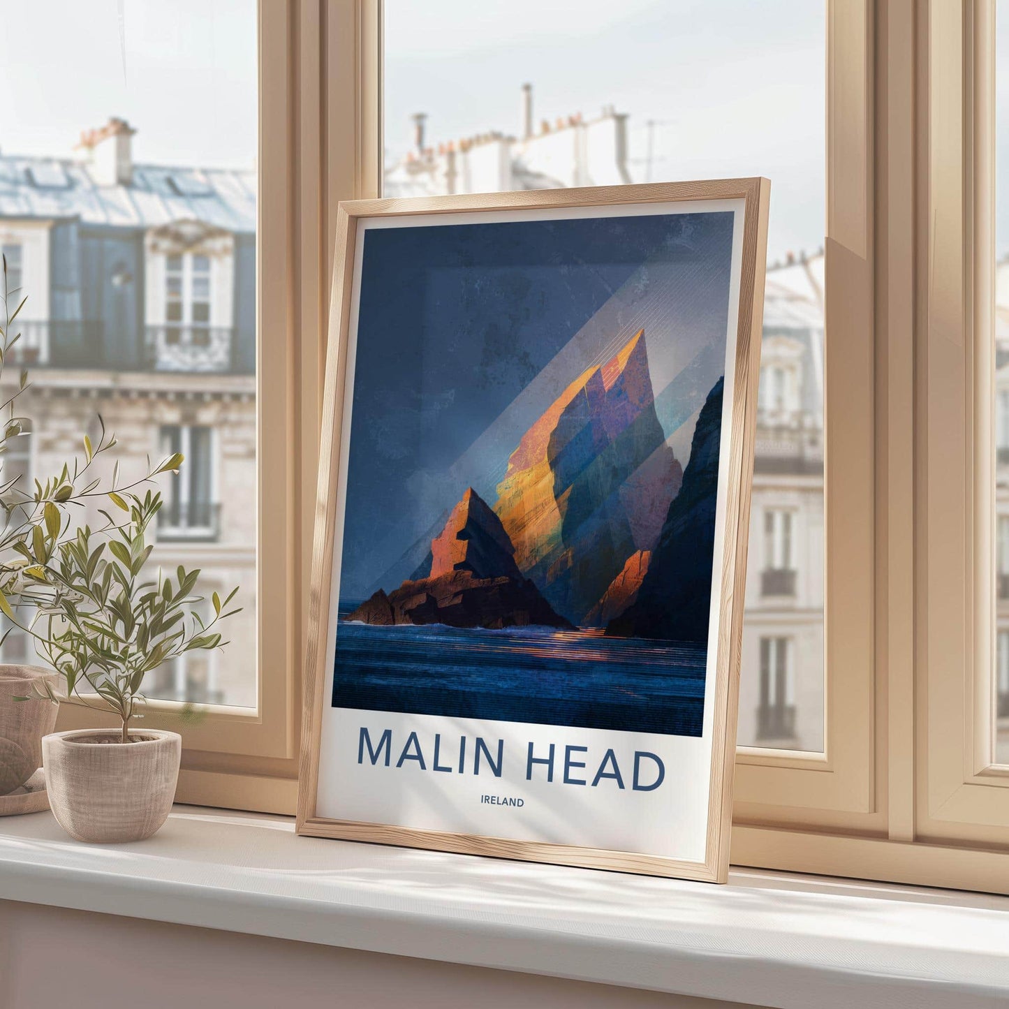 Malin Head Poster - Ireland Travel Art - Ocean Rock Structures Home Decor
