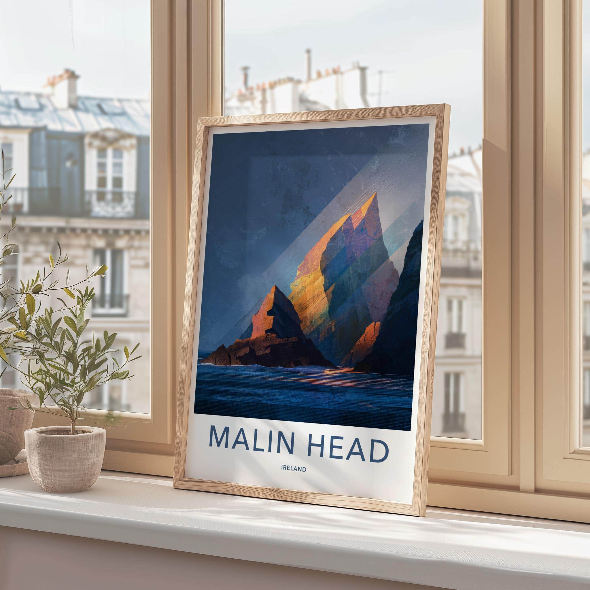 Malin Head Poster - Ireland Travel Art - Ocean Rock Structures Home Decor