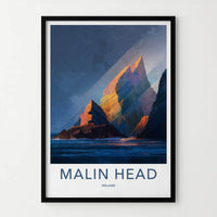 Malin Head Poster - Ireland Travel Art - Ocean Rock Structures Home Decor