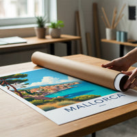 Mallorca Poster - Spain Travel Art - Scenic Coastal Village Wall Decor
