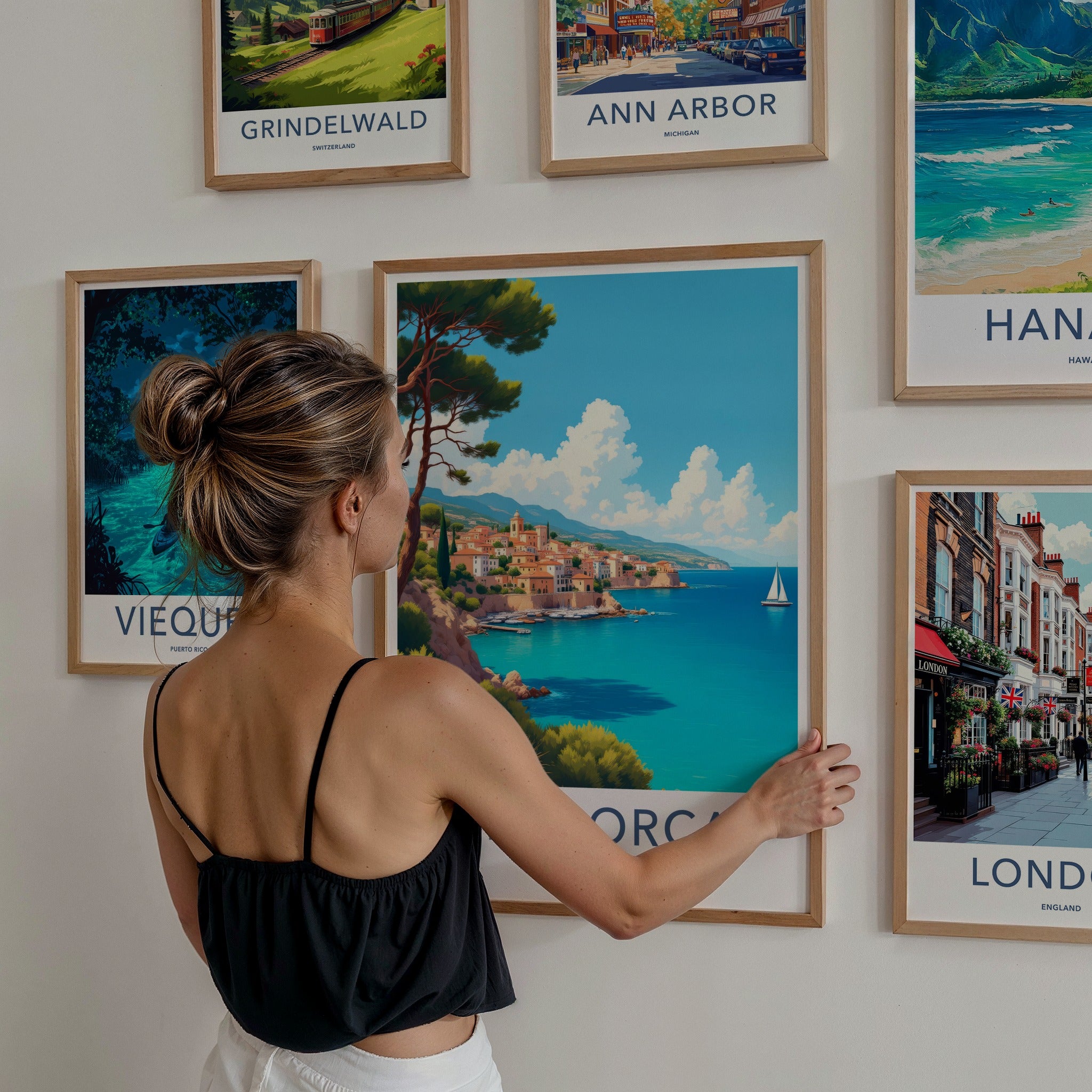 Mallorca Poster - Spain Travel Art - Scenic Coastal Village Wall Decor