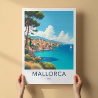 Mallorca Poster - Spain Travel Art - Scenic Coastal Village Wall Decor