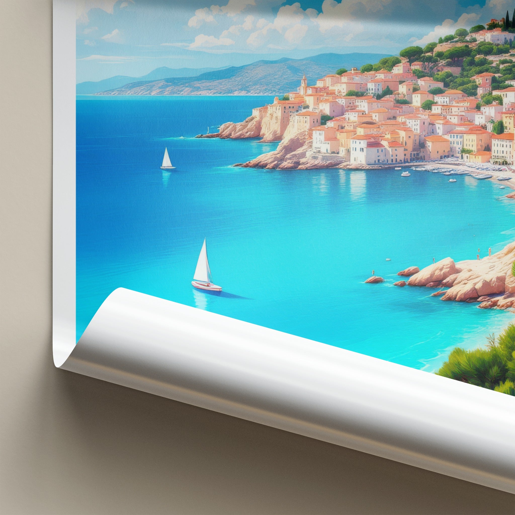 Mallorca Poster - Spain Travel Art - Sunny Mediterranean Village Home Decor