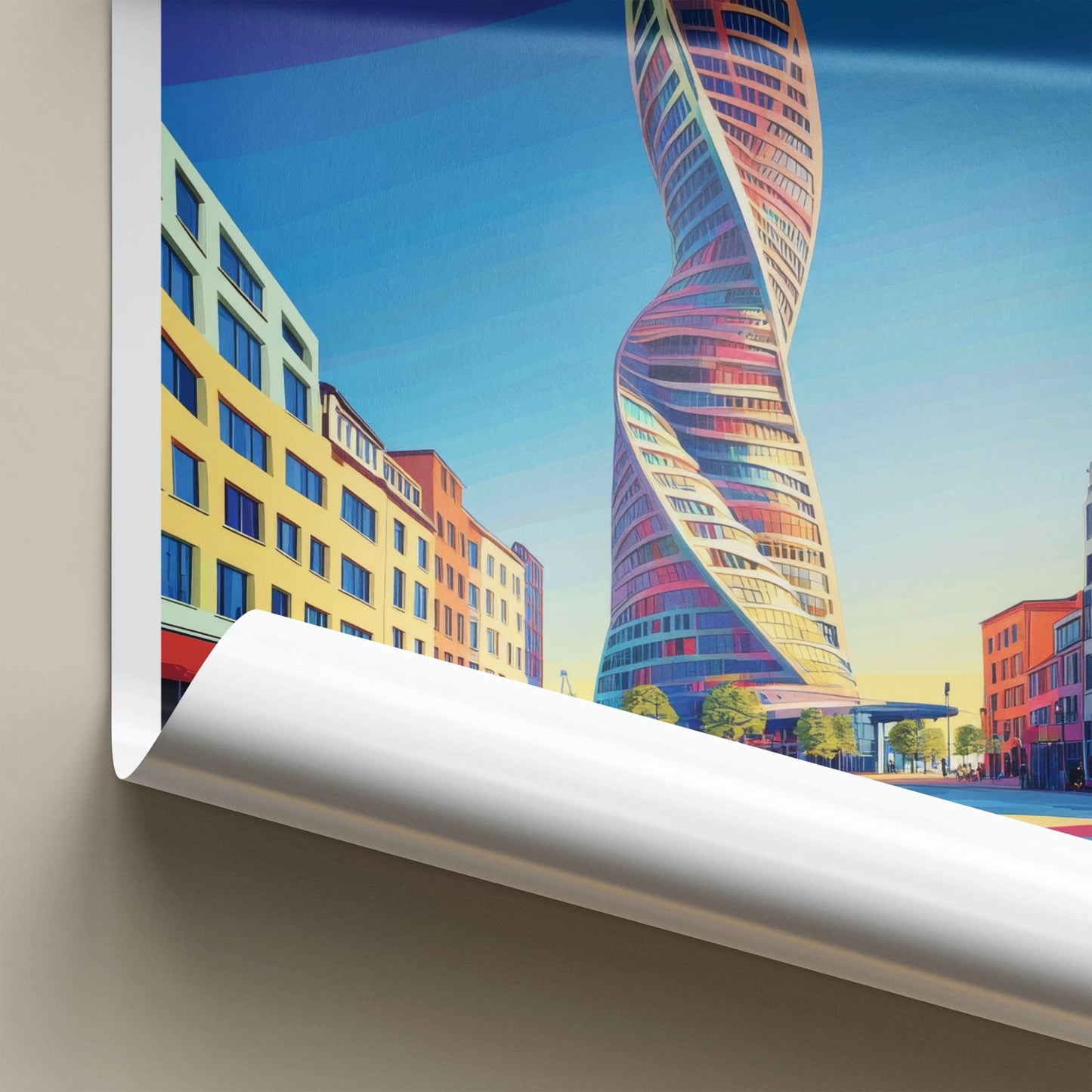 Malmo Poster - Sweden Travel Art - Turning Torso Building Wall Decor