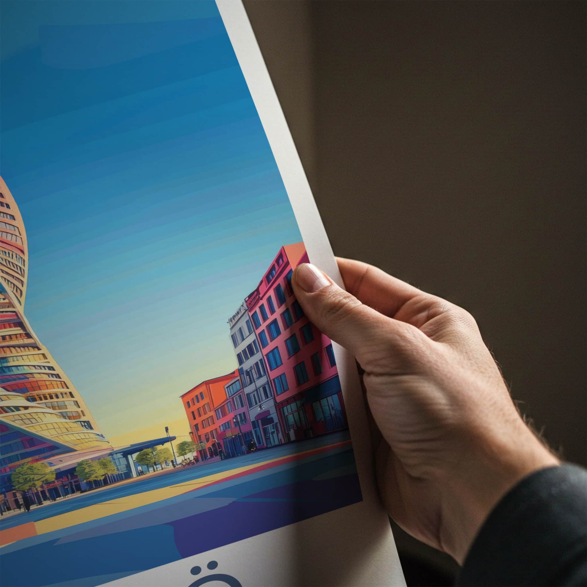 Malmo Poster - Sweden Travel Art - Turning Torso Building Wall Decor