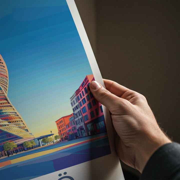 Malmo Poster - Sweden Travel Art - Turning Torso Building Wall Decor